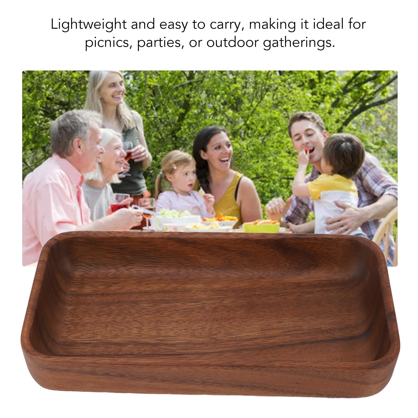 Cyrank Wooden Salad Bowl, Fruit Snack Plate Bowl Extra Large Salad Bowl Wood Popcorn Bowls Fruit Bowl for Kitchen Counter for Dessert Fruit(rectangle)