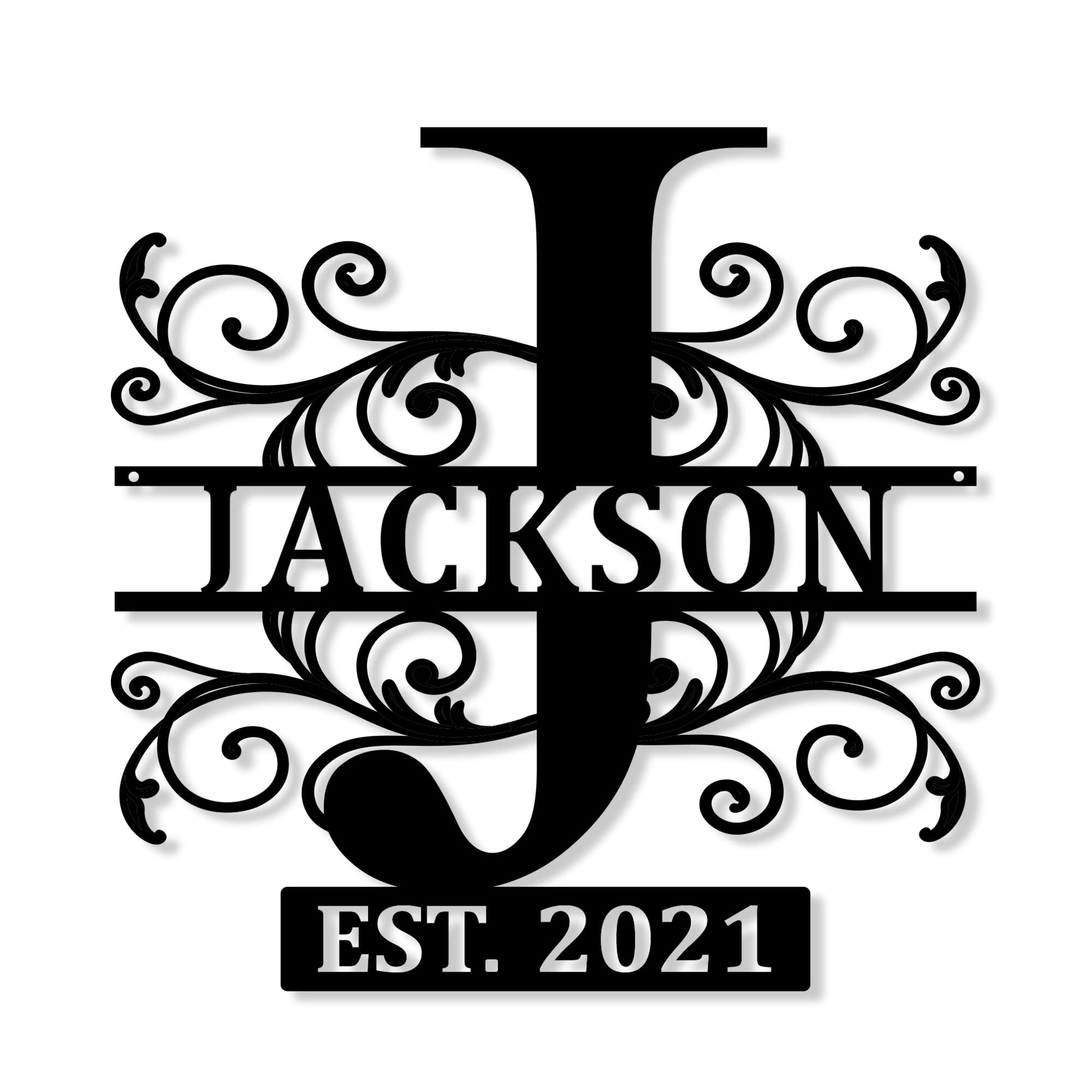 Personalized Family Monogram Letters Wall Decor Custom Last Name Signs Metal Established Sign