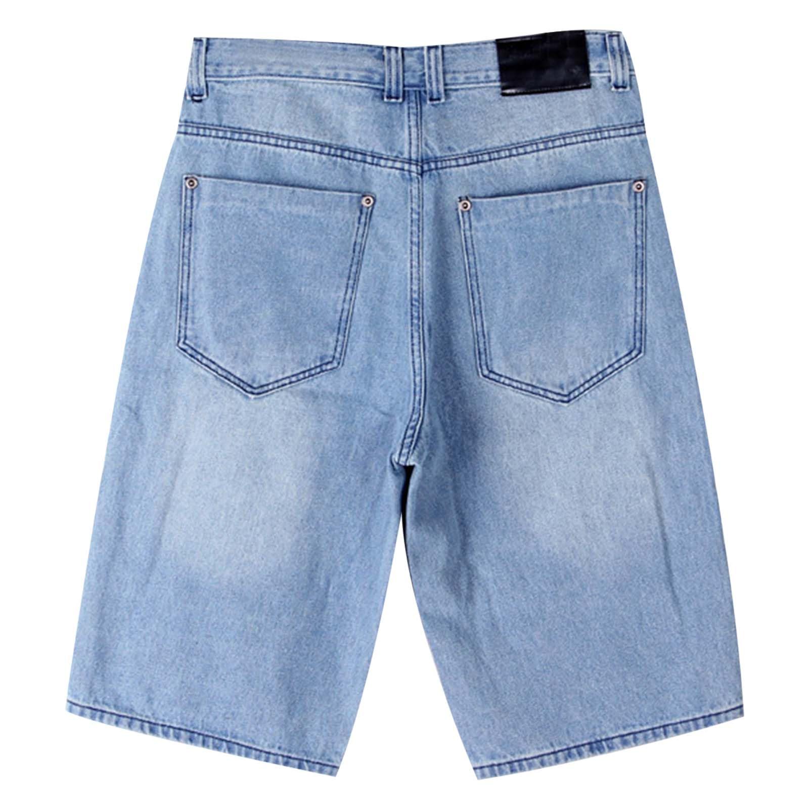 Short en jean 3/4 pour homme - Rétro - Baggy - Jambe large - Jambe droite - Y2K - Hip Hop Jorts - Short court - Grande taille - Bermuda ample - Pantacourt en denim - Pantalon cargo