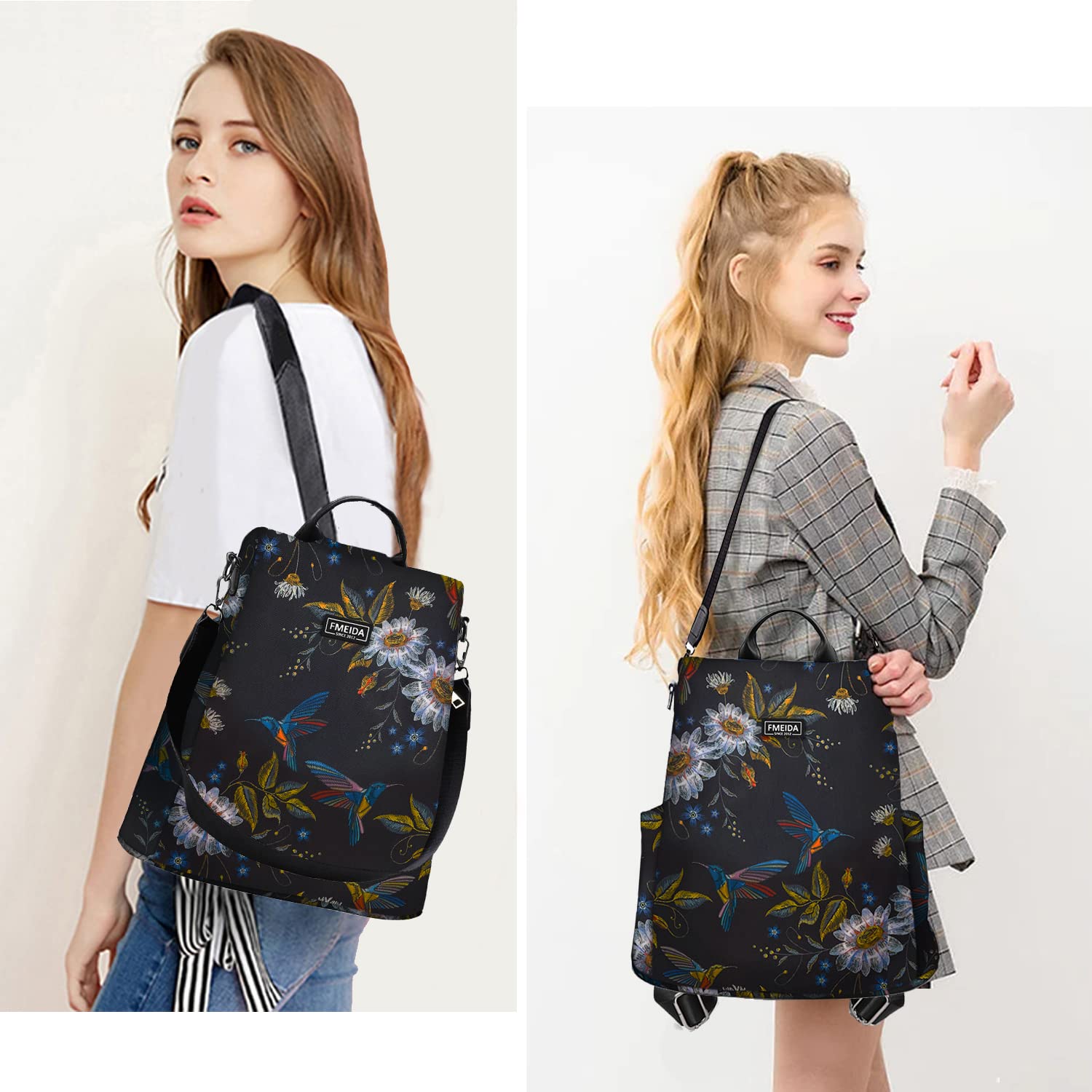 Fmeida Rucksack Damen Anti Diebstahl Nylon Handtaschen Wasserdichte 2 in 1 Schultertasche Casual Daypack Klein Reiserucksack für Frauen Mädchen