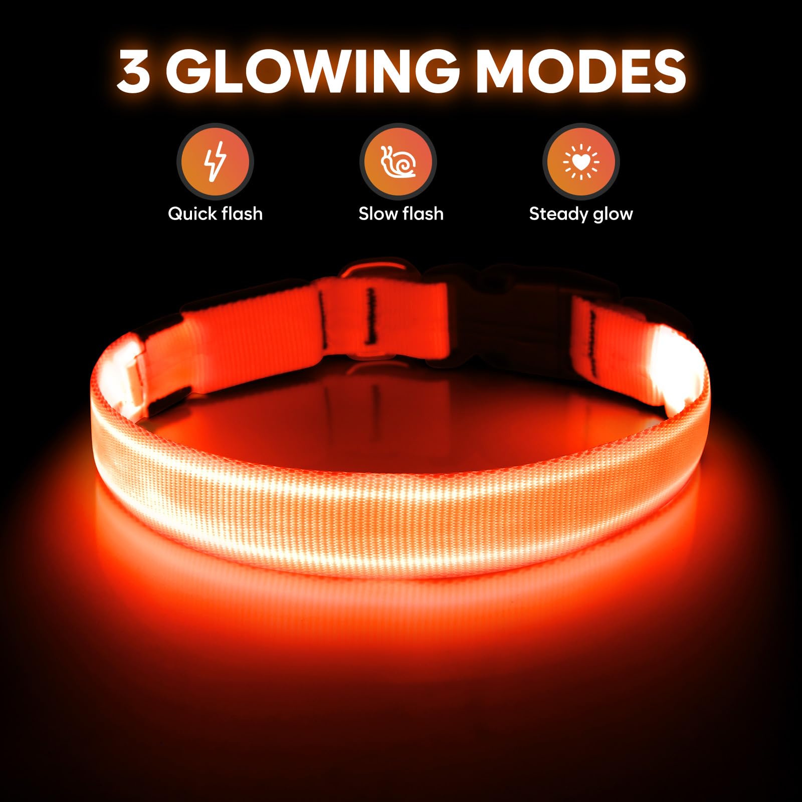 Illumifun LED Dog Collar, USB Rechargeable Light Up Dog Collar Glow in the Dark - Image 2