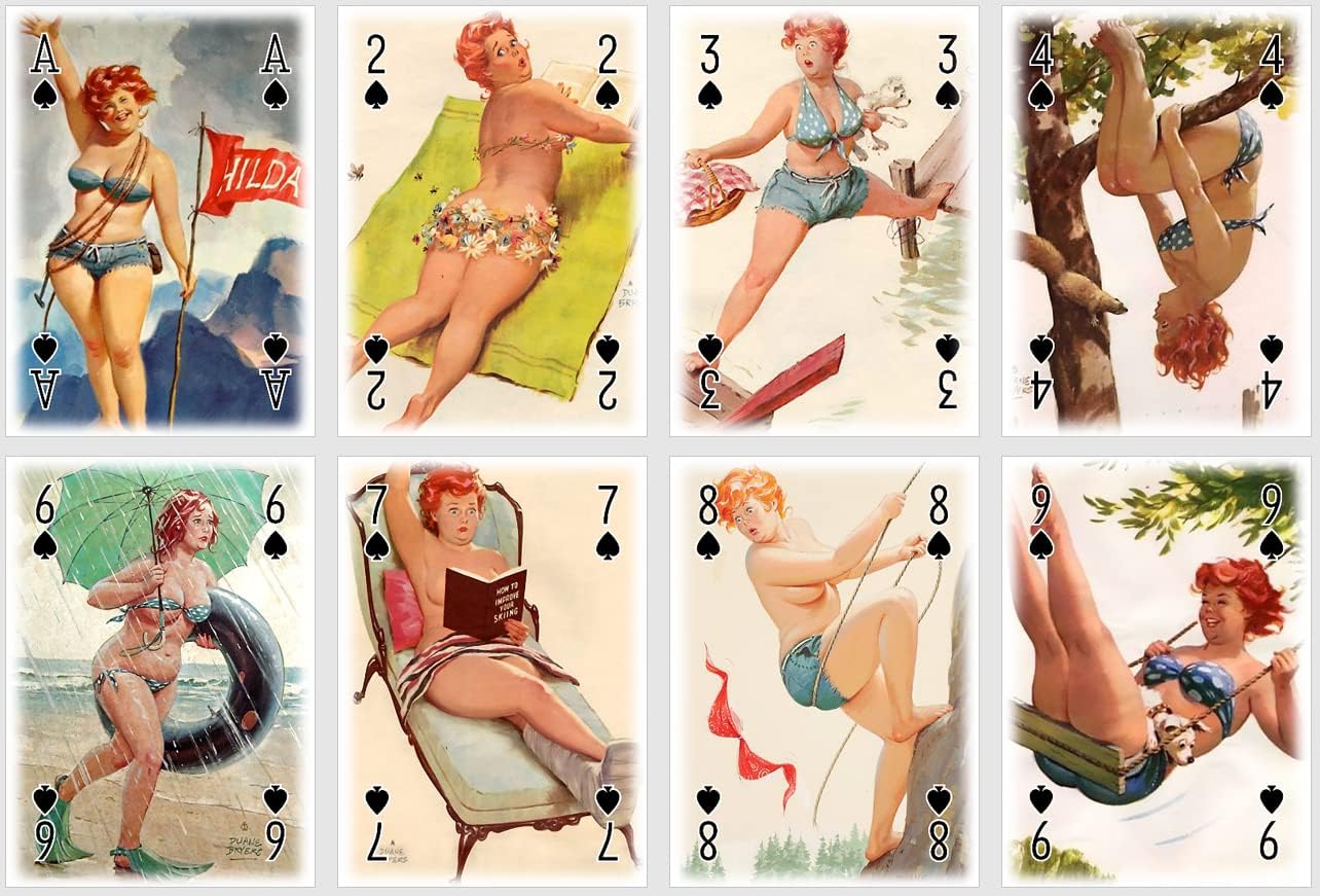 Hilda Playing Cards, Retro Pin-Up Deck Featuring Plus-Size Icon Hilda, 52 Cards + 2 Jokers