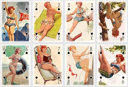 Miniatura 4 de Pin Up Hilda Jugando Cards. Tarjetas vintage de talla grande Pin Up Girl. 52 cartas y 2 comodines