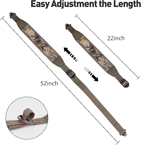 Miniatura 2 de BOOSTEADY Eslinga de pistola de dos puntos con giratorios,Correa acolchada duradera para el hombro,Ajustador de longitud