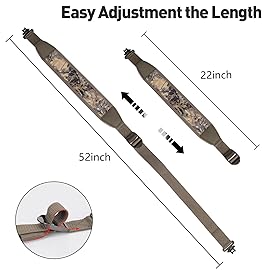 BOOSTEADY Two Point Gun Sling with Swivels,Durable Shoulder Padded Strap,Length Adjustable Gun Strap