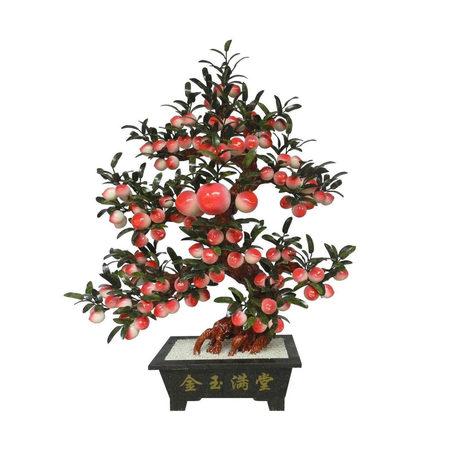 Home Peach Bonsai Ornament Office Desk Home Room Decor Jade 68-fruit Longevity Tree Decor
