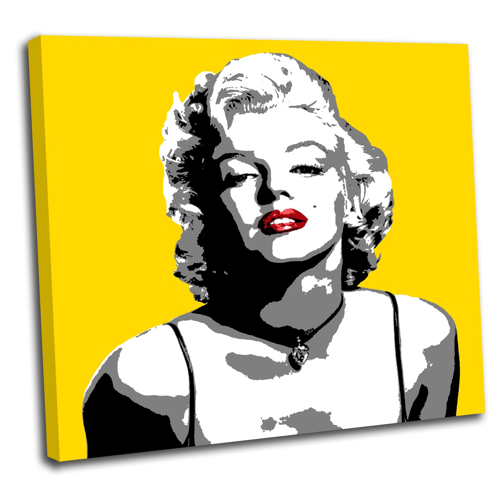 Canvas Culture - Marilyn Monroe Box Framed Canvas Art Print Picture 5 Yellow 60 x 60cm
