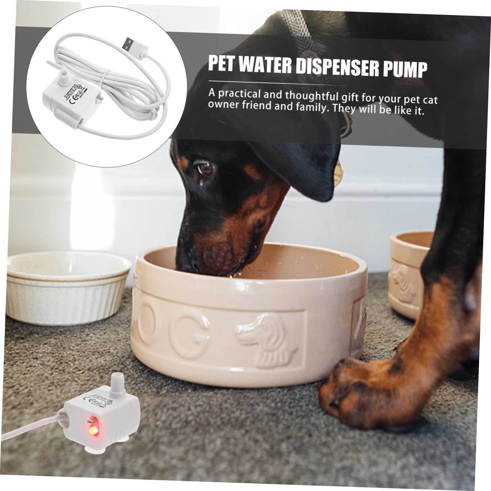 Bomba de Fuente para Gatos Sumergible Silenciosa 5v1a Abs Blanco | Cable USB Incluido, Uso en Hogares y Tiendas, Repuesto para Dispensador de Agua de Mascotas