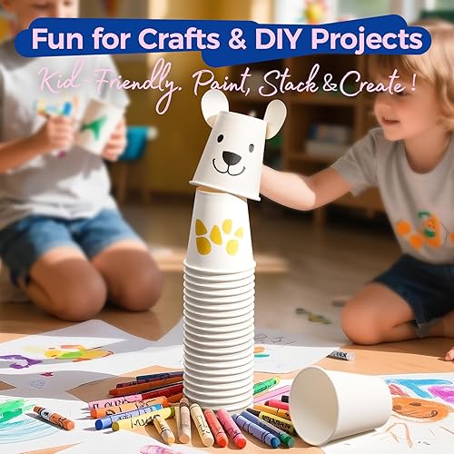 Miniatura 7 de Fit Meal Prep Paquete de 500 tazas de café de papel desechables de 10 onzas, tazas blancas calientes de primera calidad para bebidas calientesfrías,