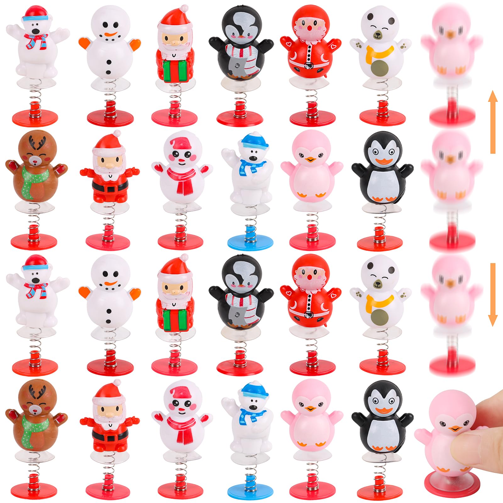 24 PCS Christmas Spring Toys Christmas Party Favors for Kids Spring Launchers for Xmas Stocking Stuffers Birthday Carnival Prizes Goodie Bags Filler Classroom Rewards