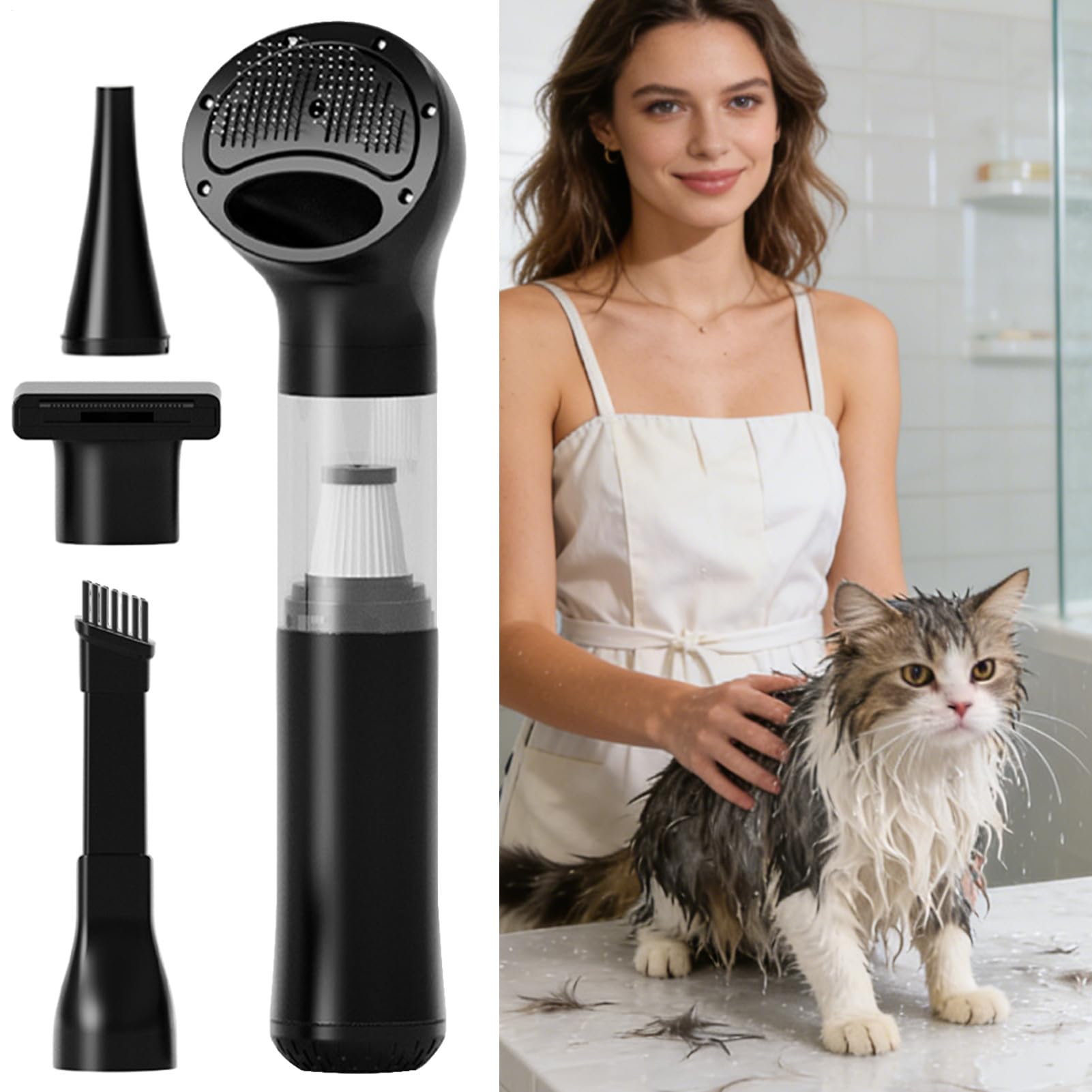 Aspirapolvere per Pelo di Cane per Toelettatura Multi-Ugelli Senza Fili | Aspirapolvere per Peli di Animali Domestici per Pulizia Cucina Auto Camper e Ambienti Domestici