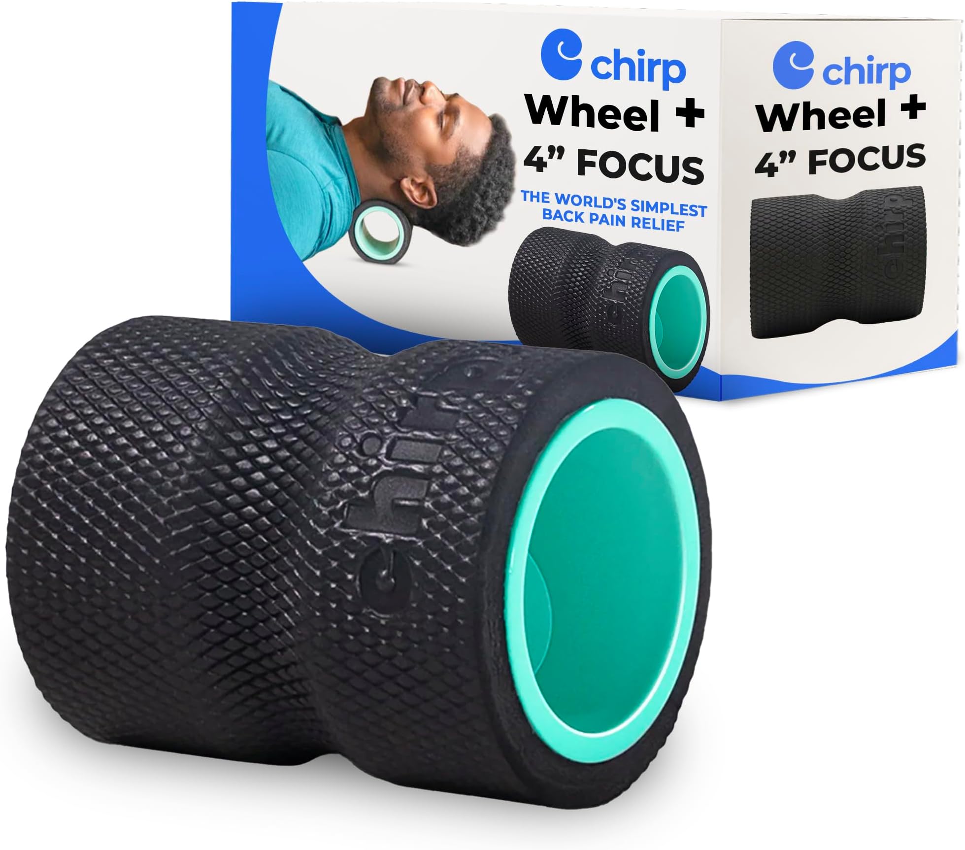 Chirp Wheel Foam Roller – Targeted Back & Neck Relief, Lumbar Spine Stretcher, Spinal Decompression Back Stretcher, Massage Roller with Density Foam for Physical Therapy, Supports 500lbs, 4-Inch Mint