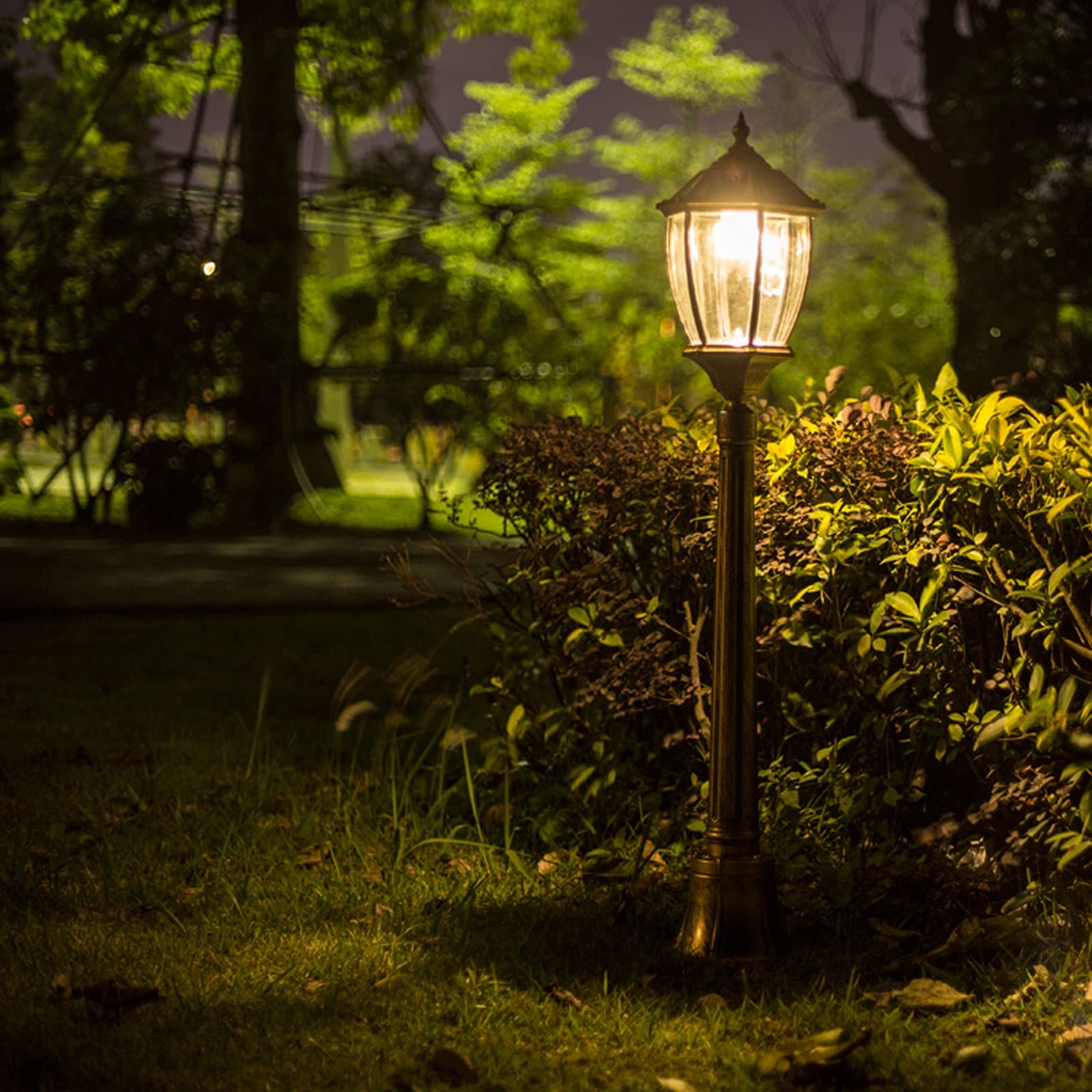 Latarnia ogrodowa w stylu vintage, z pilotem zdalnego sterowania i czujnikiem zmierzchu, IP65, aluminiowa, lampa ogrodowa, na taras, chodniki, wysokość 80 cm, czarna