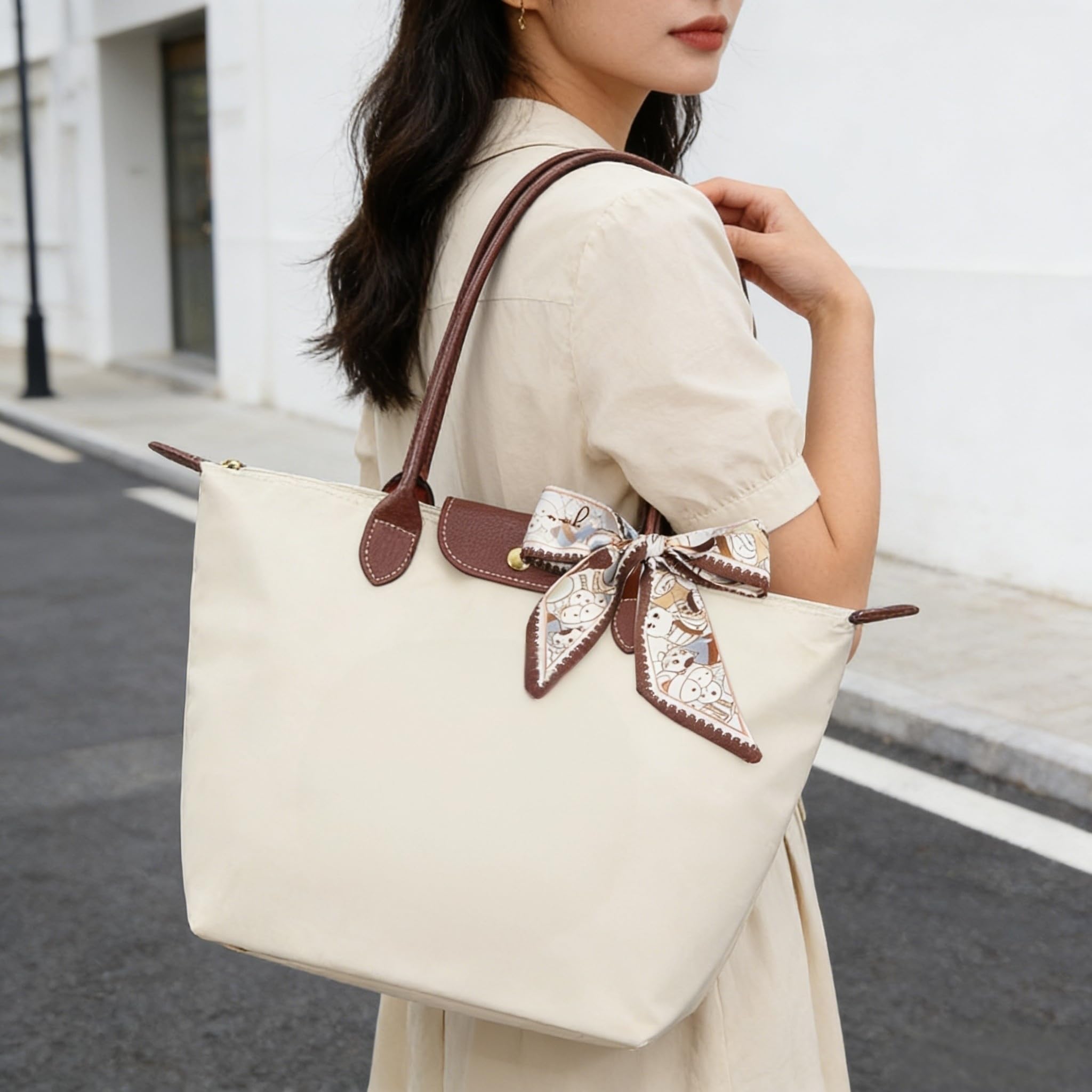 HTTDSLF Bolso de Hombro para Mujeres, Bolsa de Mano para Mujer, Bolso Universidad Trabajo, Liviano y Plegable, Bolsos de Grandes Capacidad para Viajar Desplazamientos Compras Playa — view 3