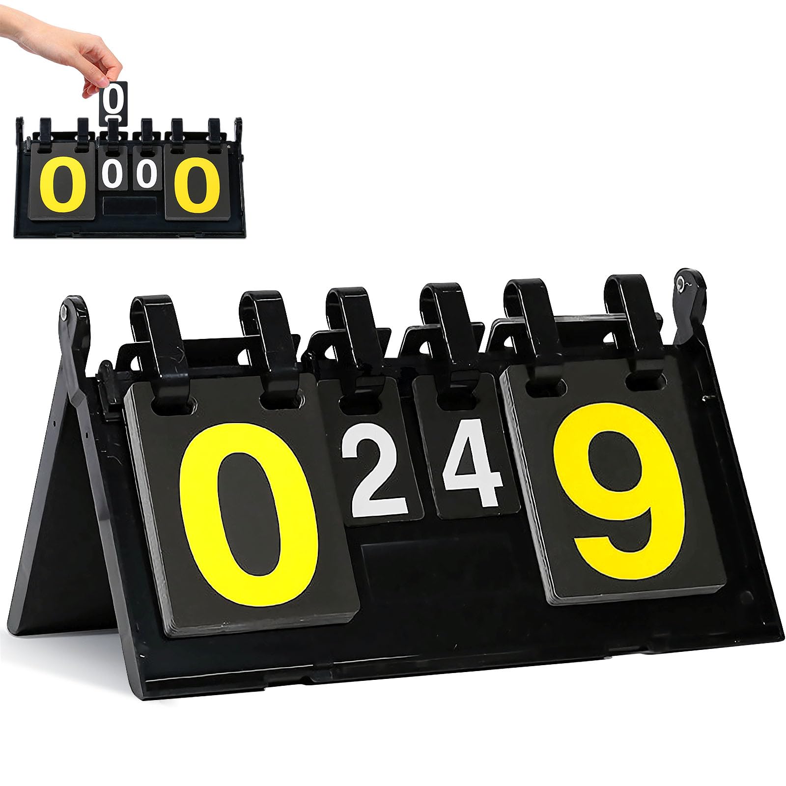 BORDEAG Marca Anzeigetafel: 1 Pezzo Tabellone Sportivo Portatile Flip, Display Punteggio a 4 Cifre, Tabella Punti, Scoreboard, per Basket Badminton Pallavolo Tennis da Tavolo (39 x 21 cm)