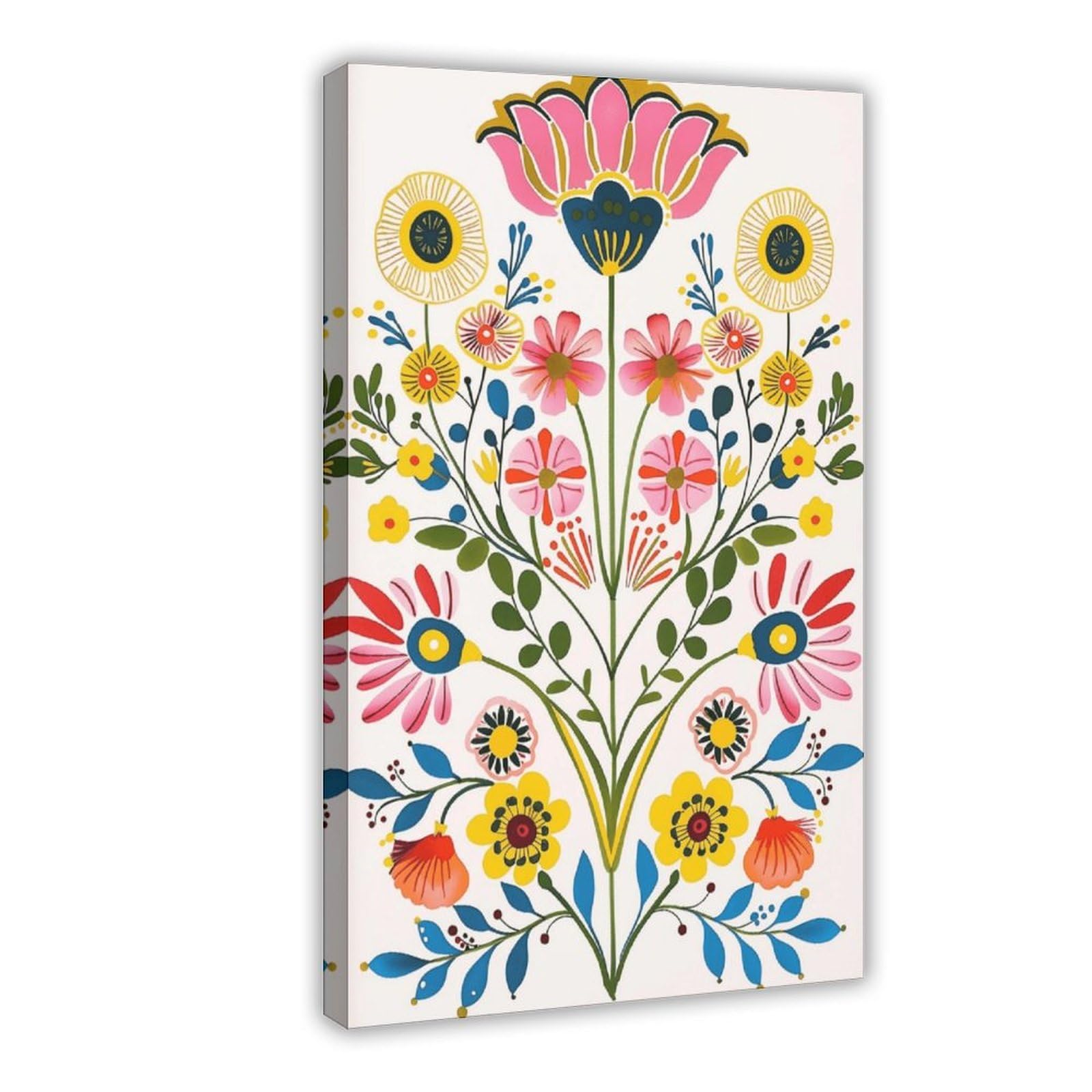 Bncedjk Colorful Scandinavian Folk Canvas Poster Bedroom Decor Landscape Decor Gift 12X18inch(30X45cm)