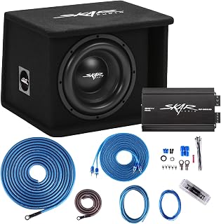 Skar Audio SDR-1X10D2 1200W Peak 10" Loaded Subwoofer Enclosure + RP-800.1D Amp + 4-Gauge Wiring Kit - Complete Bass Package