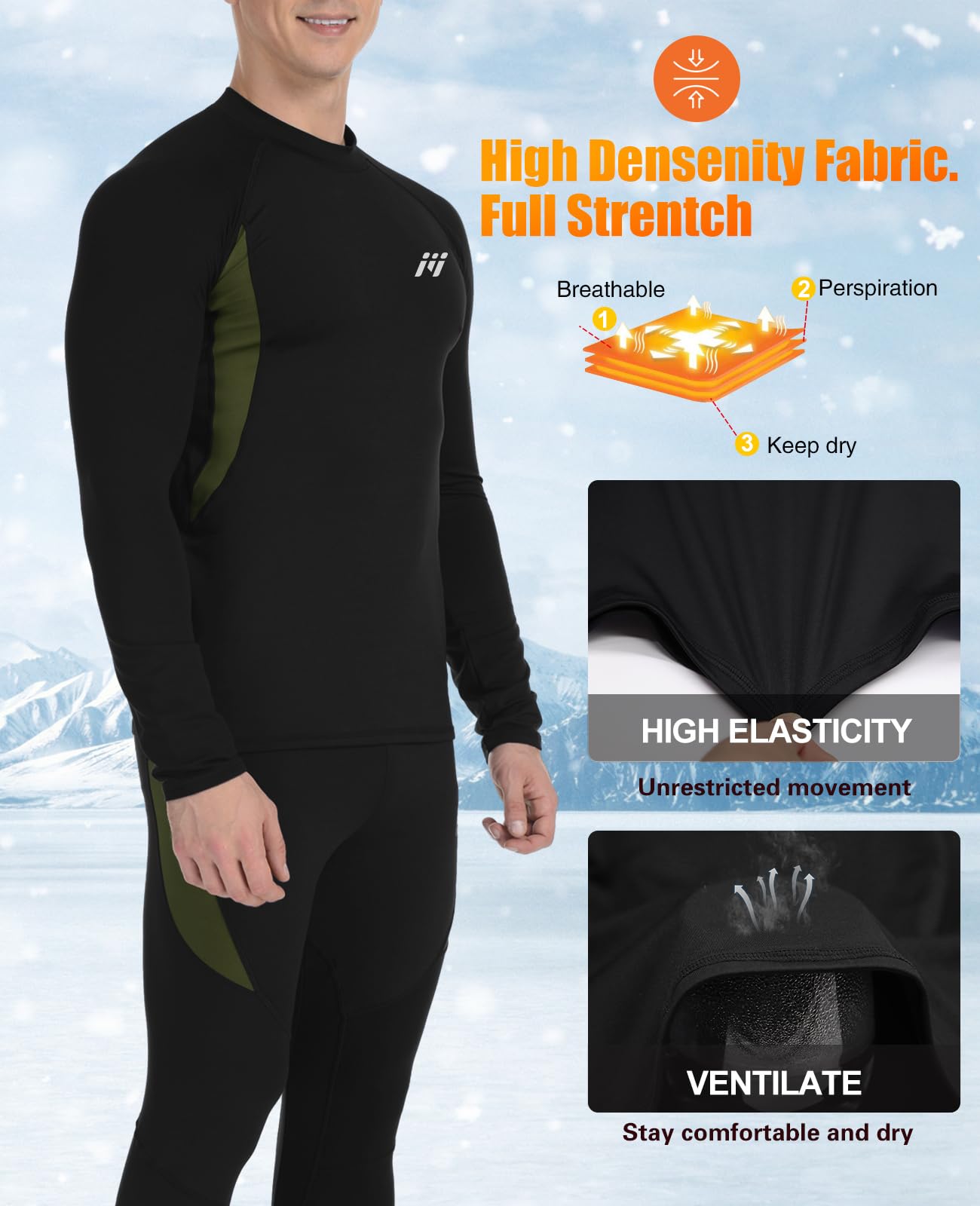 MEETWEE Ropa Interior Térmica Hombre Conjuntos Térmicos para Hombre Camiseta Térmica Hombre Deportes Al Aire Libre Masculinos en Otoño e Invierno, Esquí, Ropa Interior térmica para Correr
