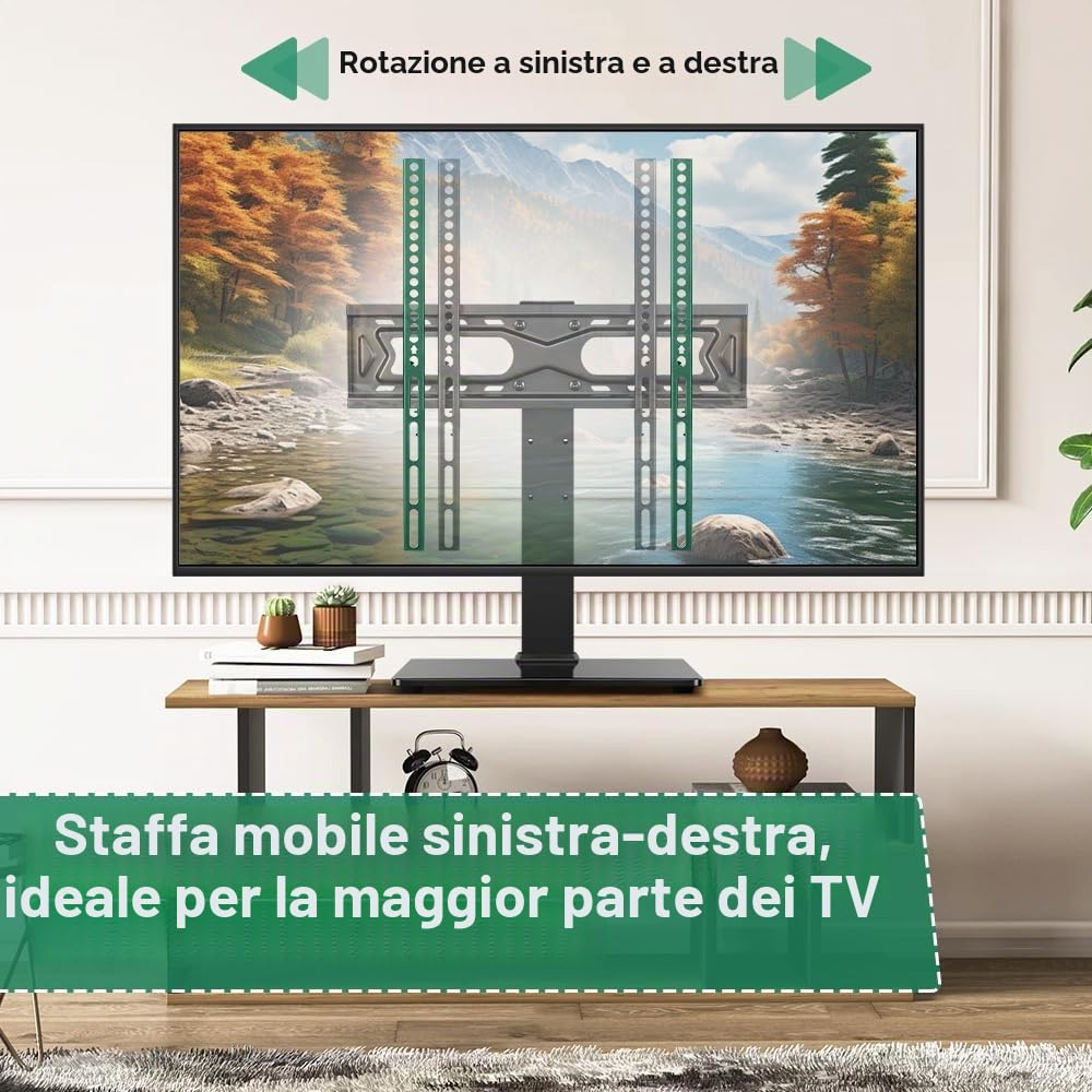 FURWOO Mobile TV universale per tavolo soggiorno con base in vetro temperato, max 400x400mm