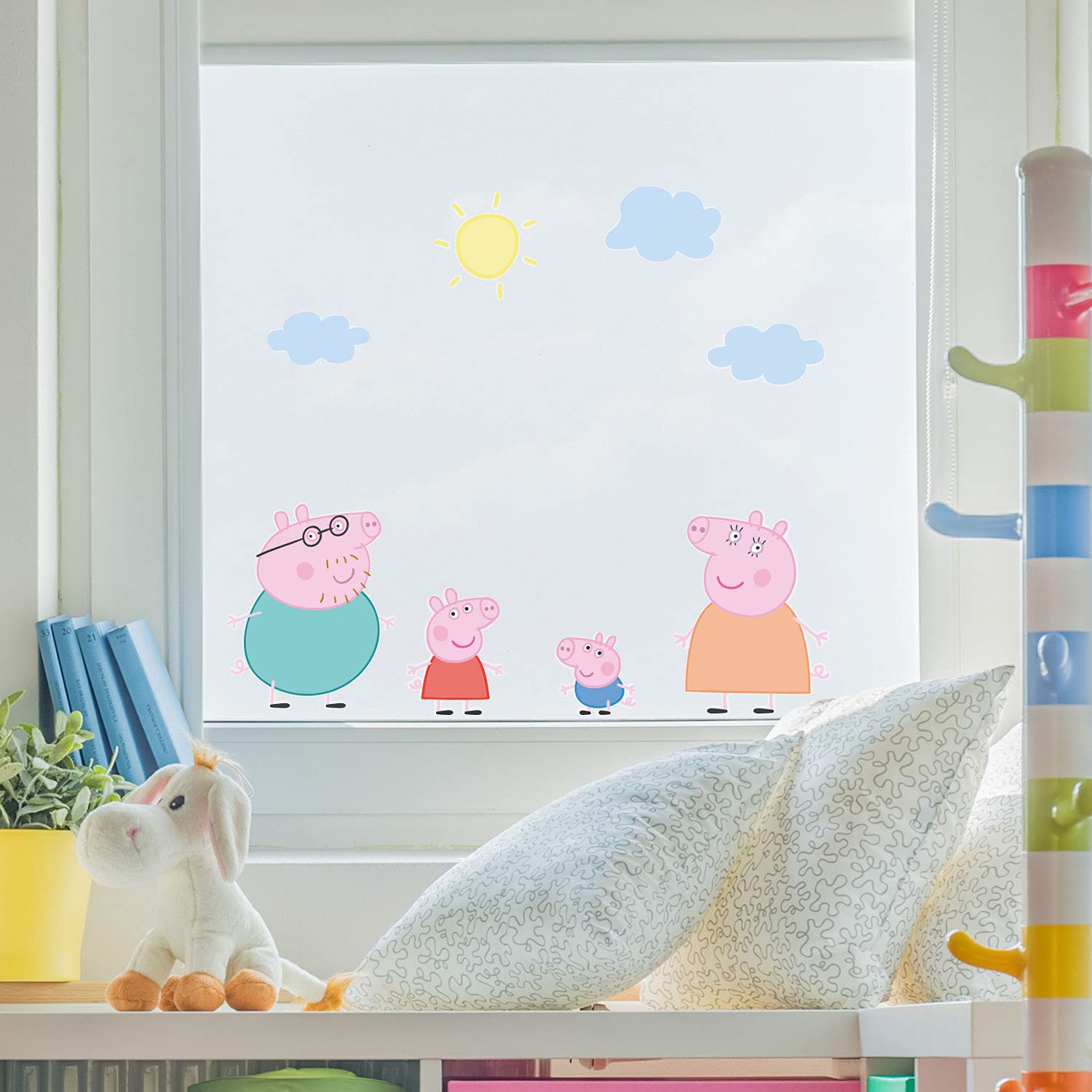Stickerscape Peppa & Family Peppa Pig Window Stickers (Peppa & Family)| Official Peppa Pig Window Decal, Peppa Window Decor | Easy To Apply, Cleanly Removable And Repositionable