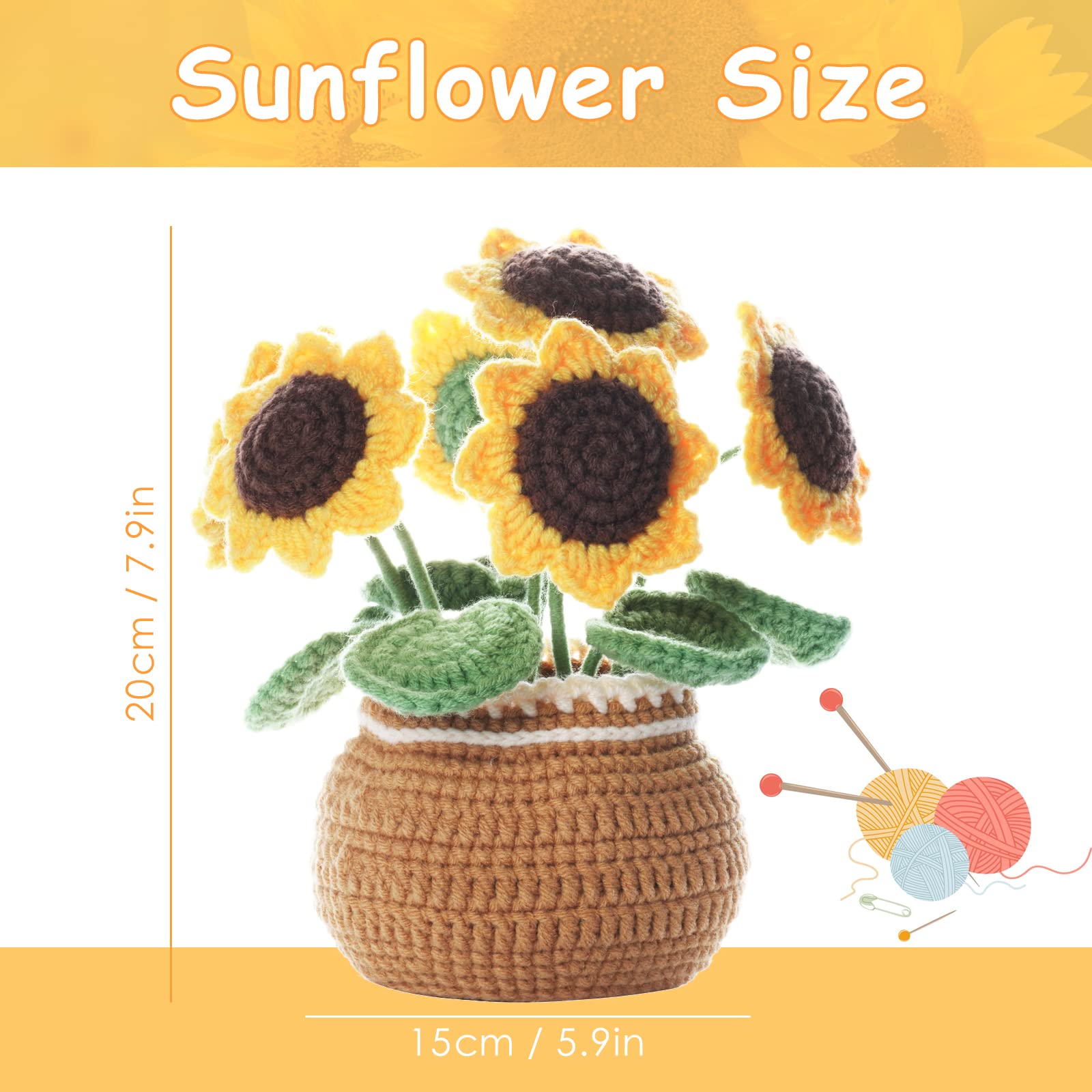 XUJIAN Kit De Crochet En Laine Tournesol Pour Adultes Et Débutants
