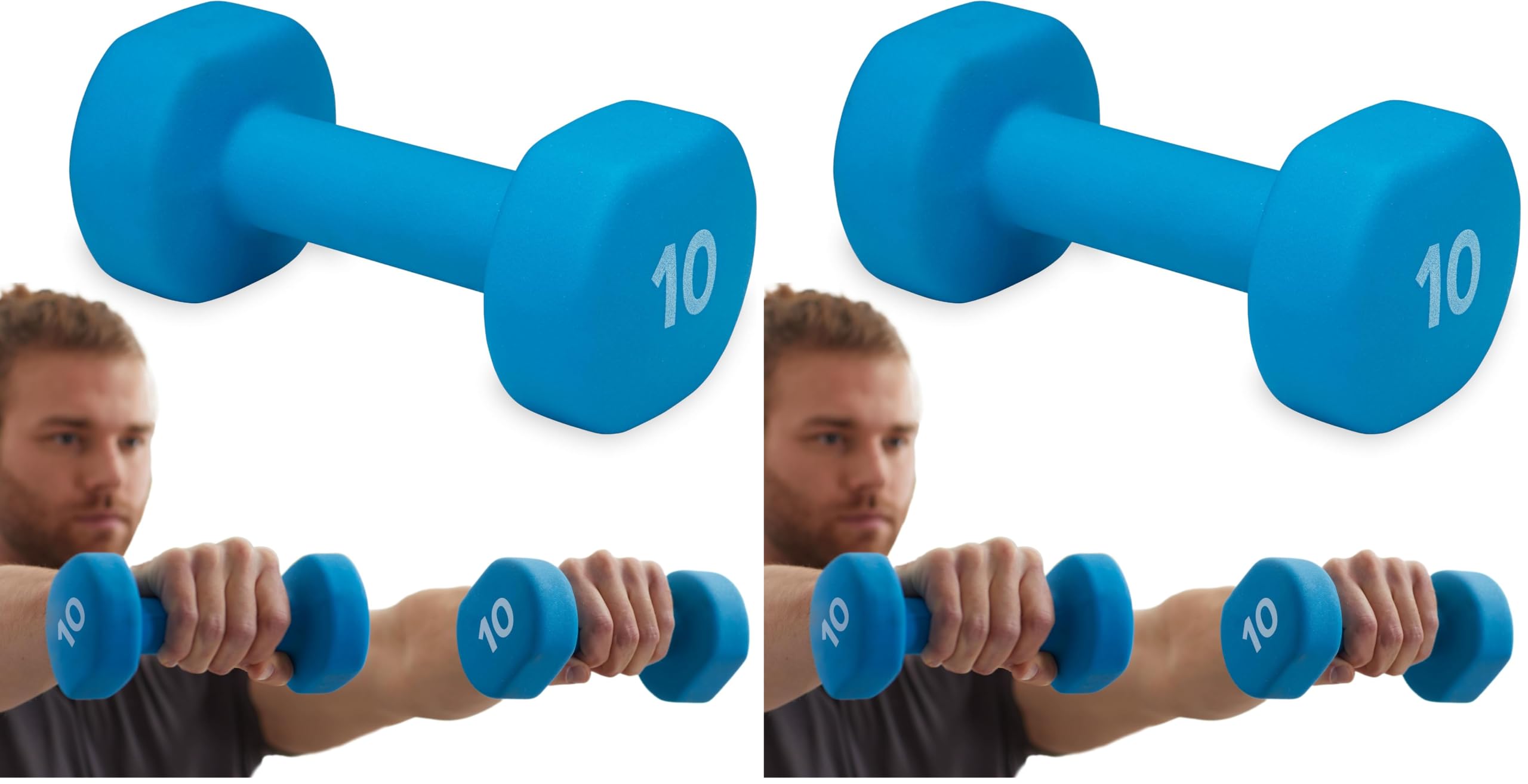 Gaiam Neoprene Dumbbell Hand Weight, Non-Slip, Sold Singly, 10lb (Pack of 2)