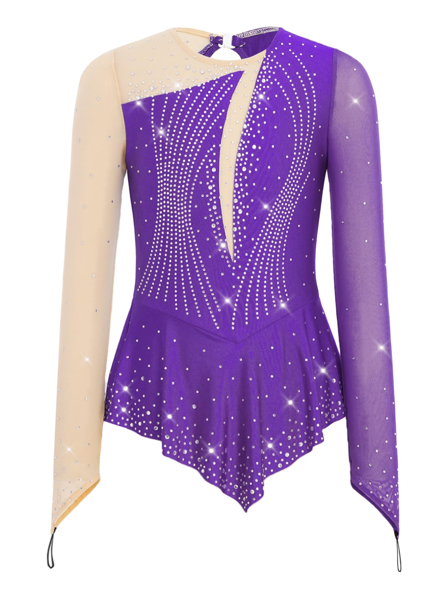 JEATHA Maillot De Patinaje Artístico para Niñas Vestido De Manga Larga con Falda Body De Ballet Gimnasia Vestido De Bailarina Actuación — view 10