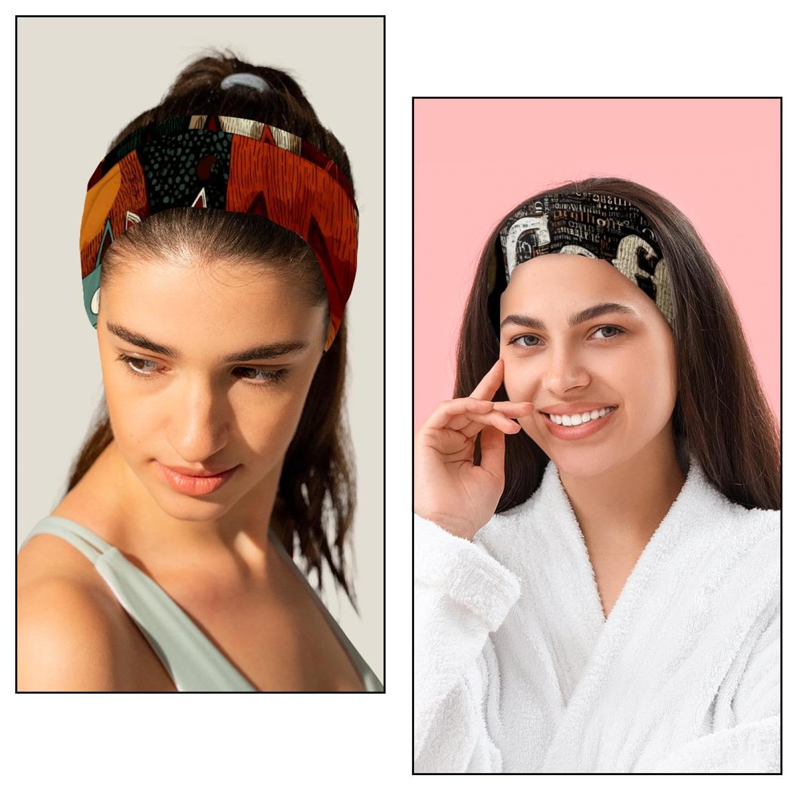 Lot de 6 bandeaux larges et extensibles pour femme - Turban antidérapant extra large pour l'entraînement, le sport et un usage quotidien