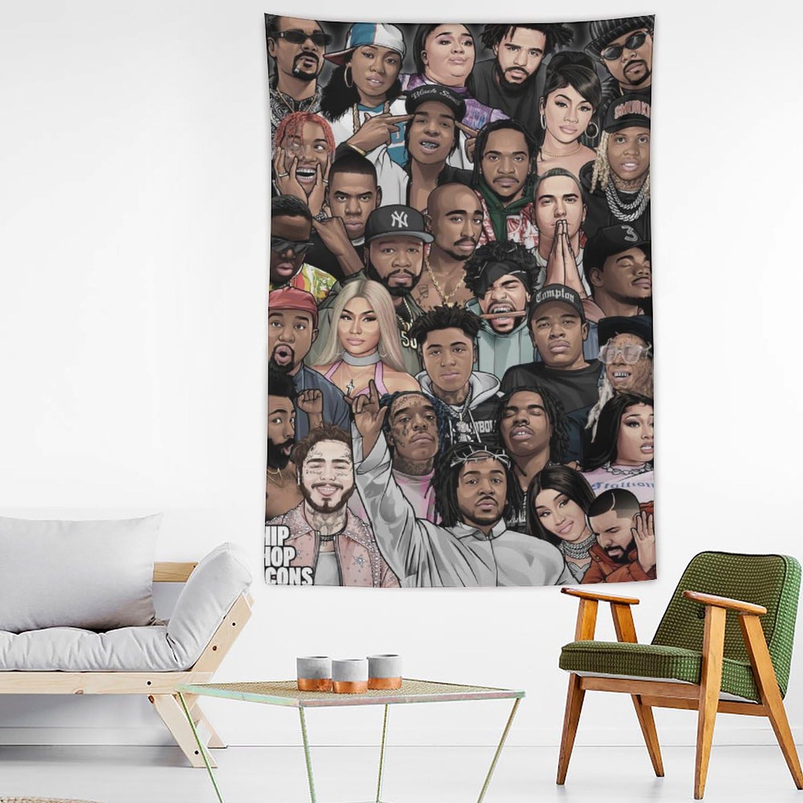 Poster da parete con cantante rap hip hop e stelle (32), decorazione artistica da parete, per soggiorno, camera da letto, 152,4 x 228,6 cm