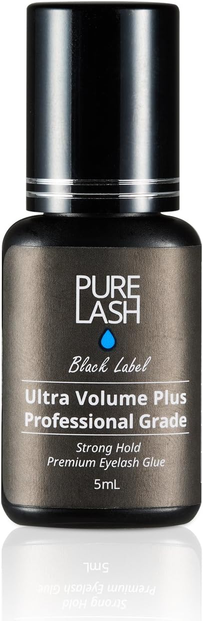 Strong Professional Eyelash Extension Glue / Pure Lash / Black Label / 5 Milliliter / Strong Hold / 1-2 Seconds Drying Time / Retention 7-8 Weeks / Professional Use Only / Premium Adhesive