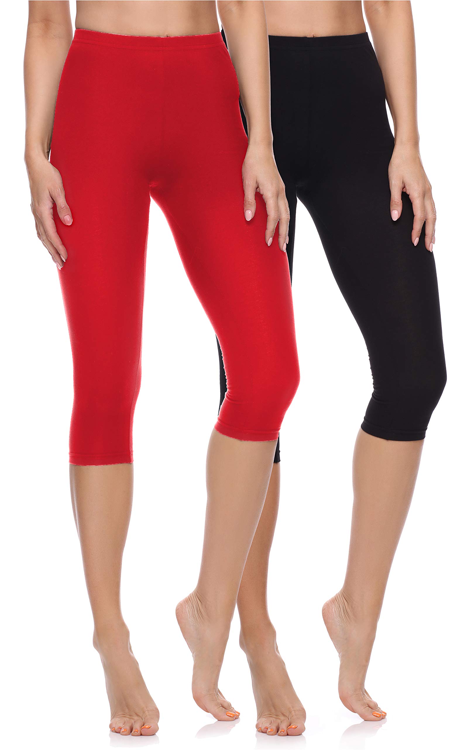 Merry Style Leggings Donna 3/4 Pantaloni Capri Morbidi e Confortevoli Leggins Donna in Cotone Traspirante Elastici e Delicati sulla Pelle Sensibile MS10-199