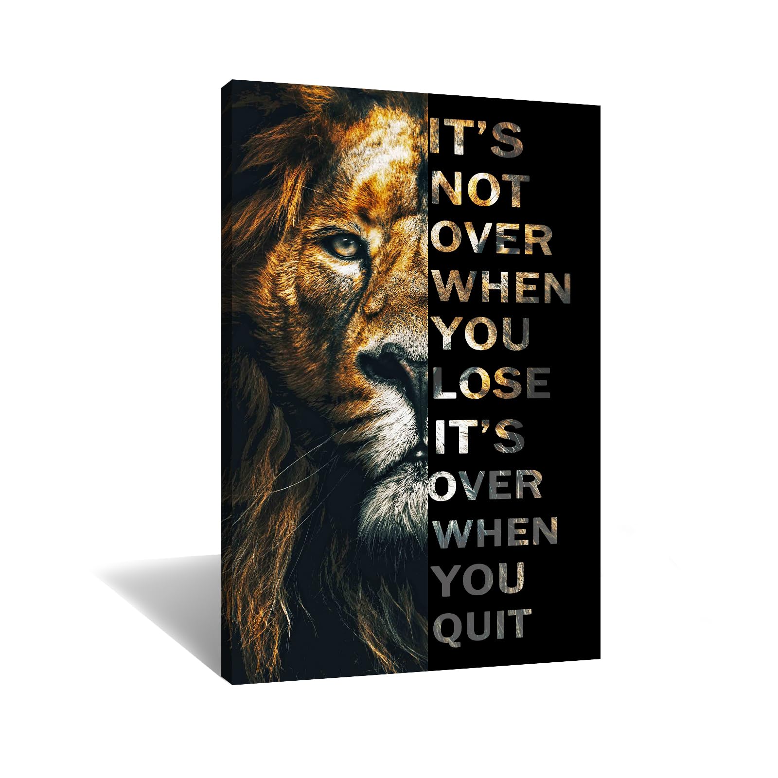 Canvas Lion Motivational Wall Art Inspirational Work Picture for Office Decor Magnificent of a Lion with Inspiring Quote HD Canvas Art for Gym Bedroom