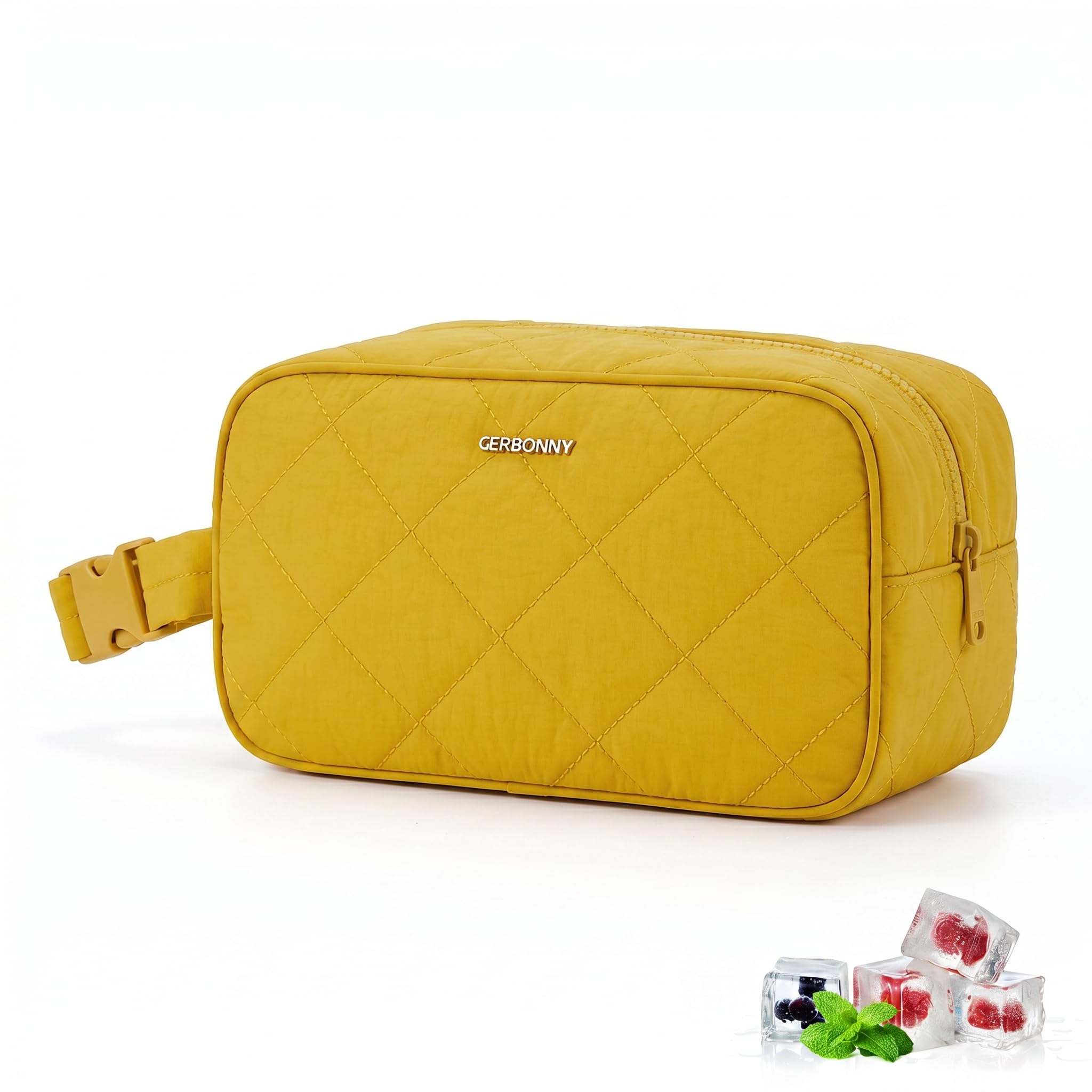 Cerbonny Small Cool Bag Small Lunch Bag with Ice Packs,Freezable Lunch Bag for Work School Travel,Small Cooler Bag, Mini Cool Bag with Handle Buckle,Freezable Snack Bag Fit for Yogurt（Yellow）