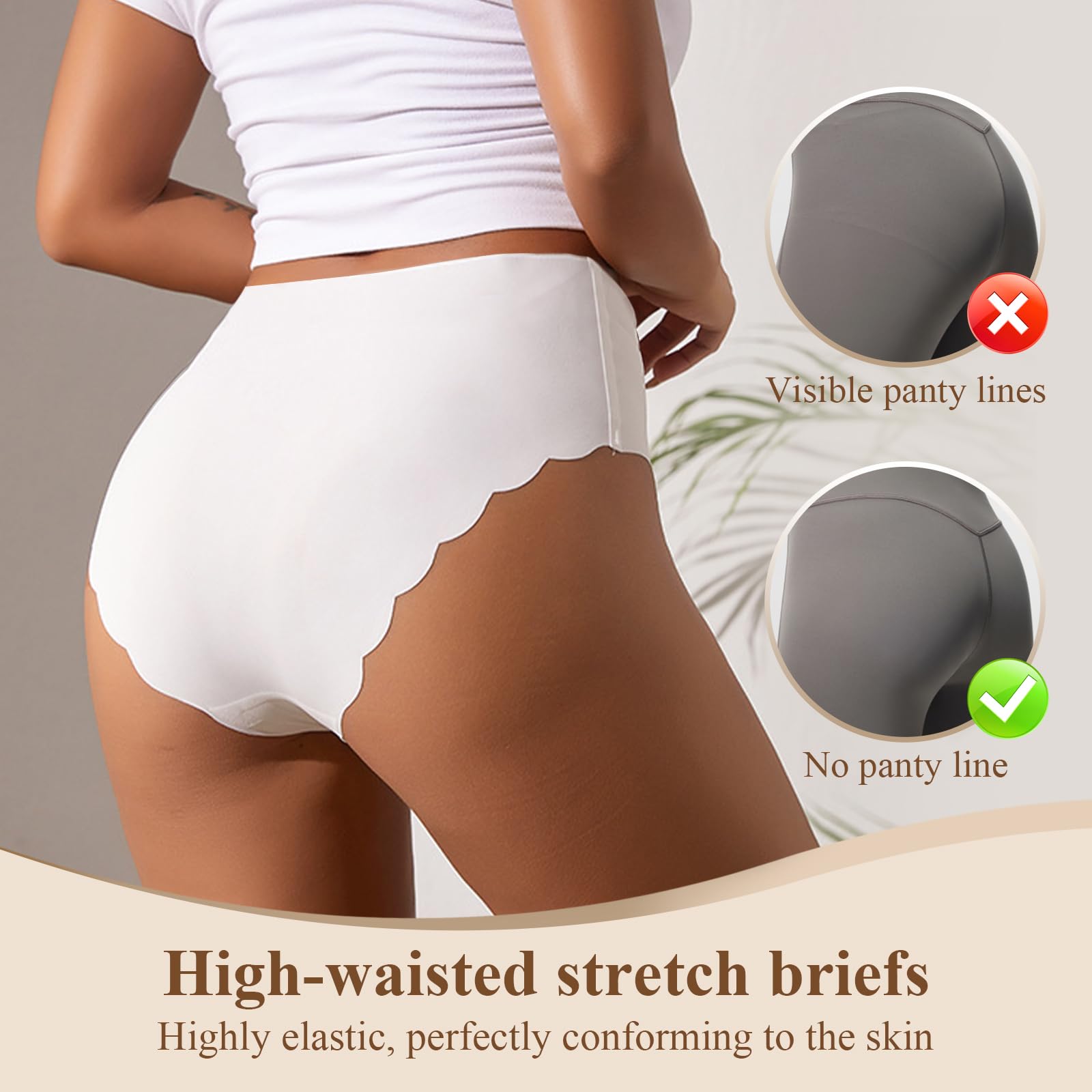 HAGOT Confezione da 6 Slip Senza Cuciture da Donna, Intimo a Vita Media, Invisibili Bordo Ondulato