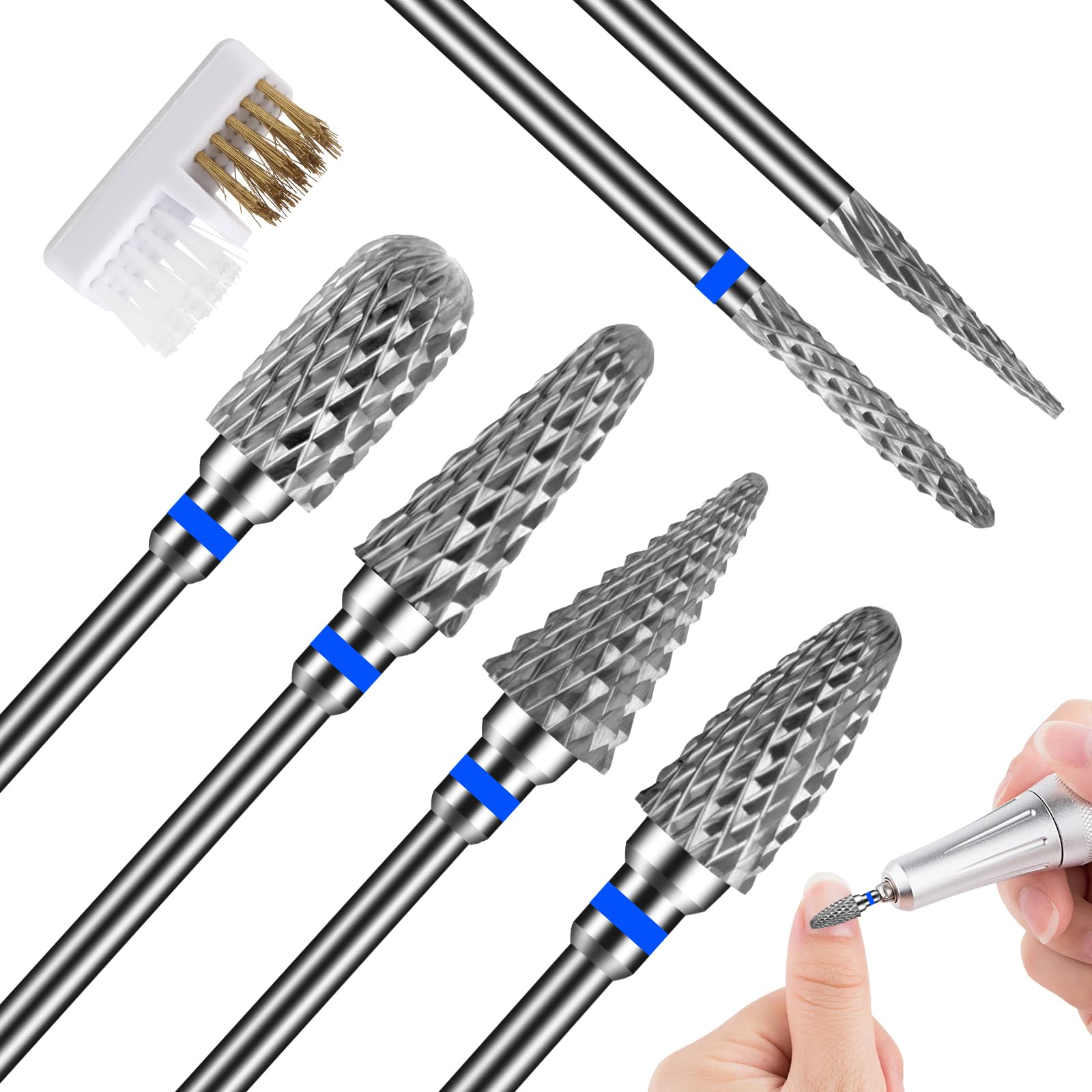 TOSAVGA 6 Pezzi Punte Fresa Unghie, Punte Fresa Unghie Professionale, 3/32 Pollici Punte per Fresa Unghie di Tungsteno, Punte Fresa per Unghie Manicure - per Rimuovere Gel Acrilico Cuticola