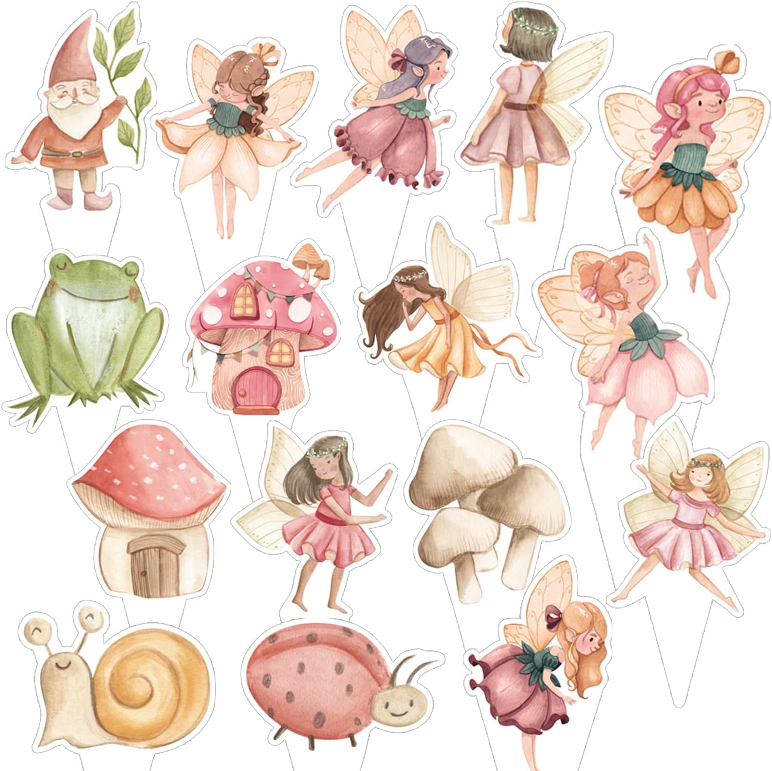 Fairy Cupcake Toppers for Birthday Party - Pack of 48, Double-side, NO DIY, Fairy Cake Decorations, Fairy Party Supplies, Perfect for Woodland Garden Fairy First Birthday Party Baby Shower