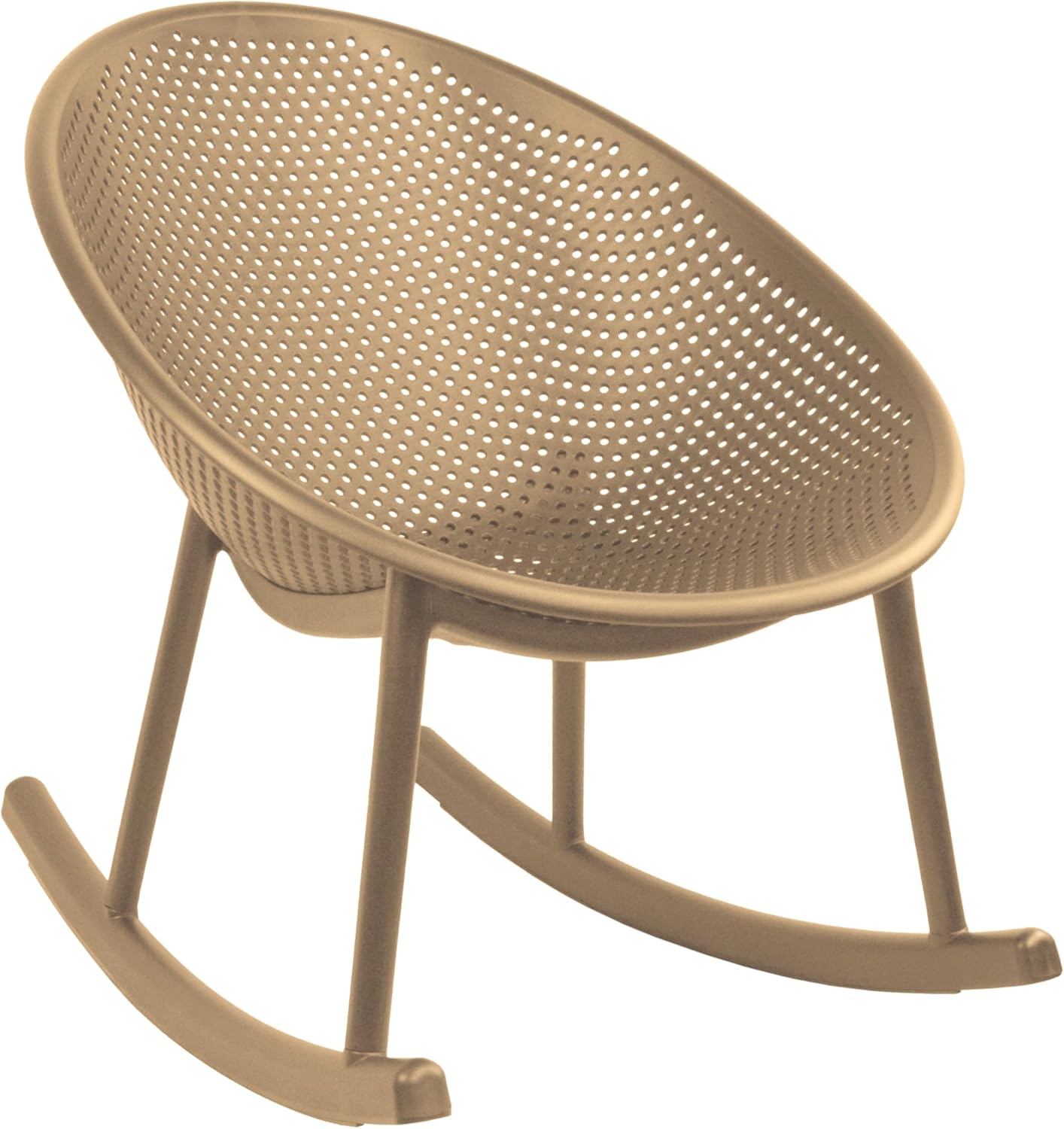 2xhome Patio Rocking Chair | Oval Egg Shaped Lounge Rocker | All Weather Plastic | Modern Accent Side Chair for Indoor or Outdoor Use, Beige, Single, Set of 1