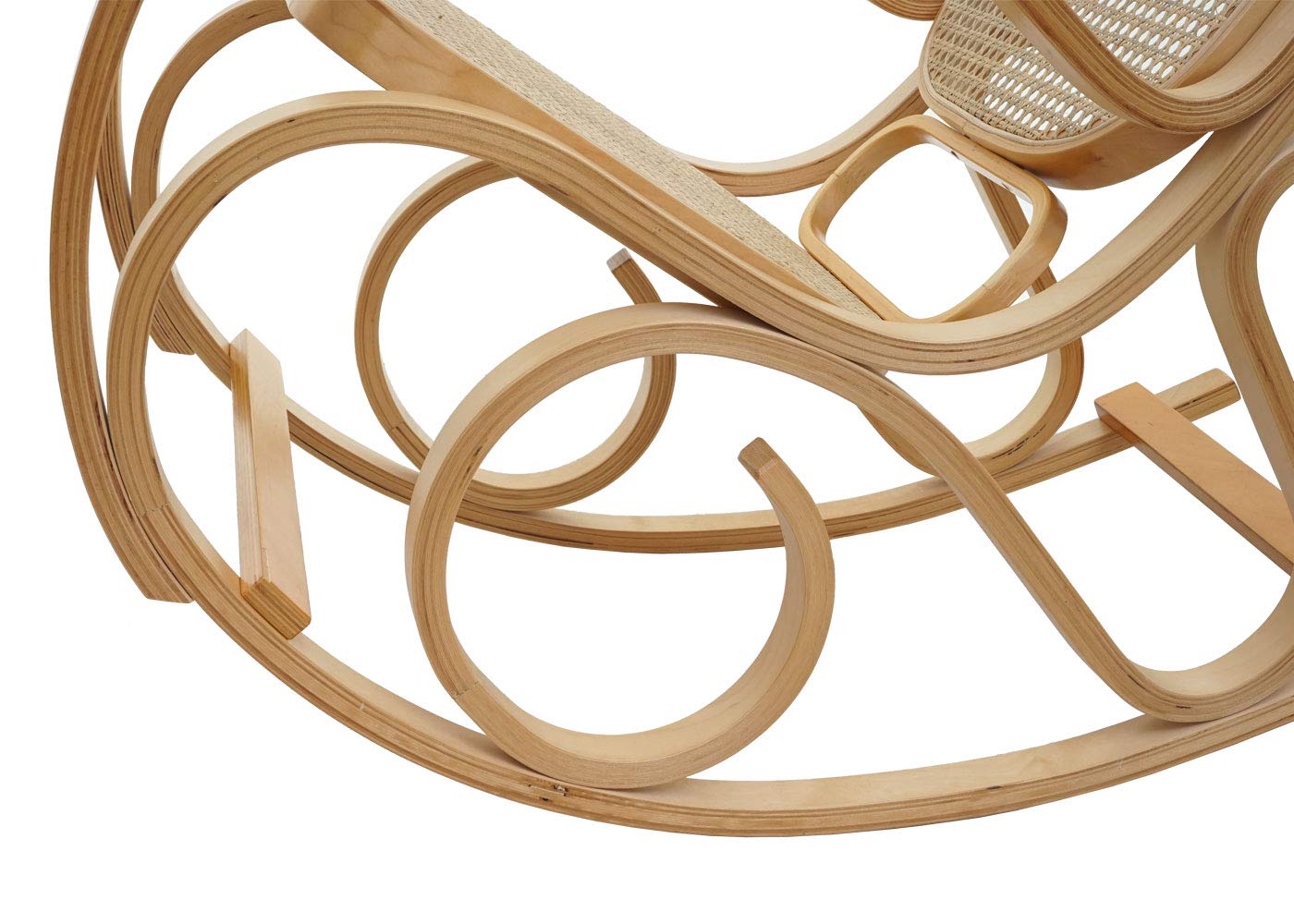 Mendler Sedia a Dondolo Classica Elegante M41 Legno Chiaro Seduta Rattan