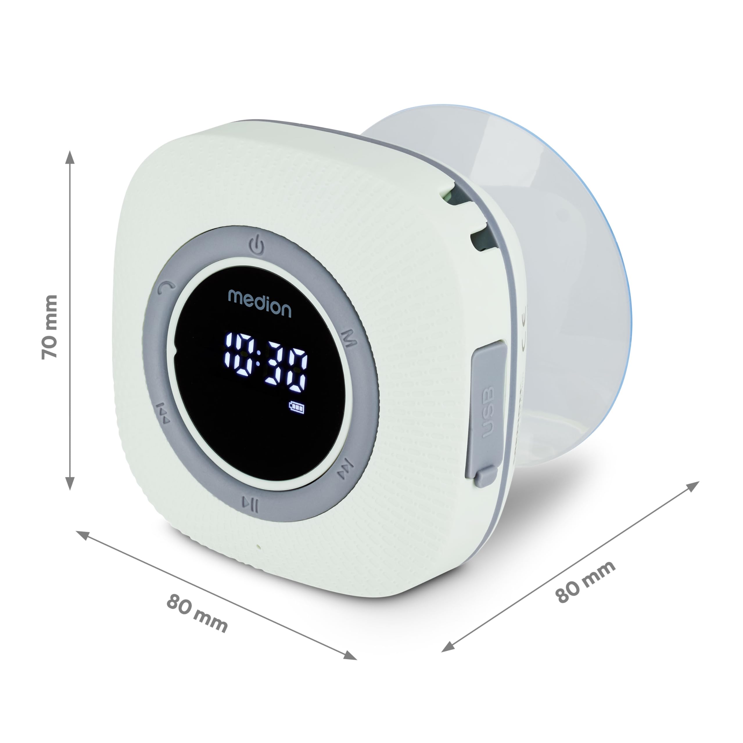 MEDION P66096 Radio de Ducha con Bluetooth (Radio de baño, Radio FM, Ventosa, Pantalla LED, Impermeable IPX6, batería Recargable integrada, MD43884) Verde