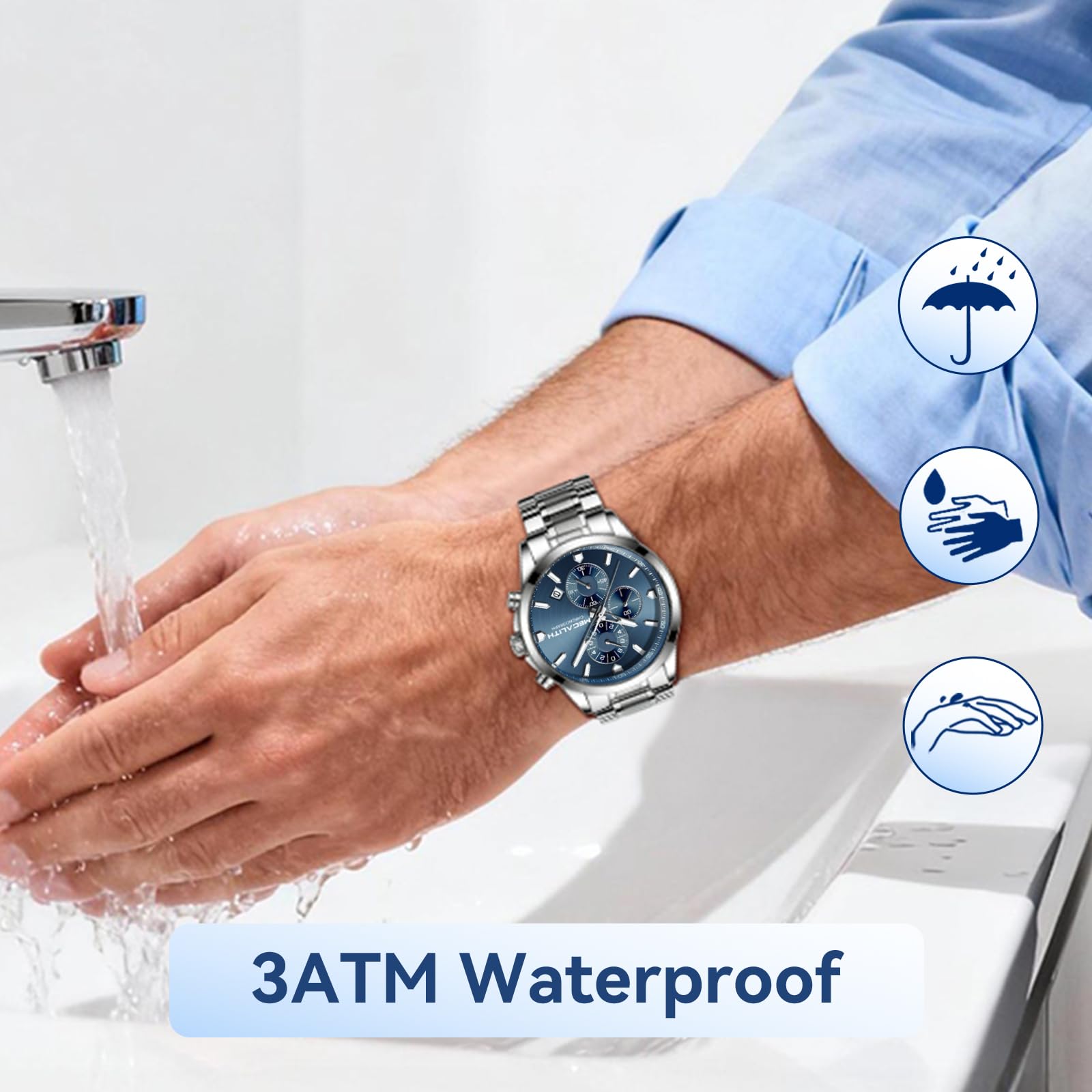 MEGALITH Herren Uhren Edelstahl Armbanduhr: Analog Quarz Wasserdicht Chronograph Herrenuhren mit Leuchtend Datum - Stilvoll Geschenke für Business Männer Jubiläum Geburtstag
