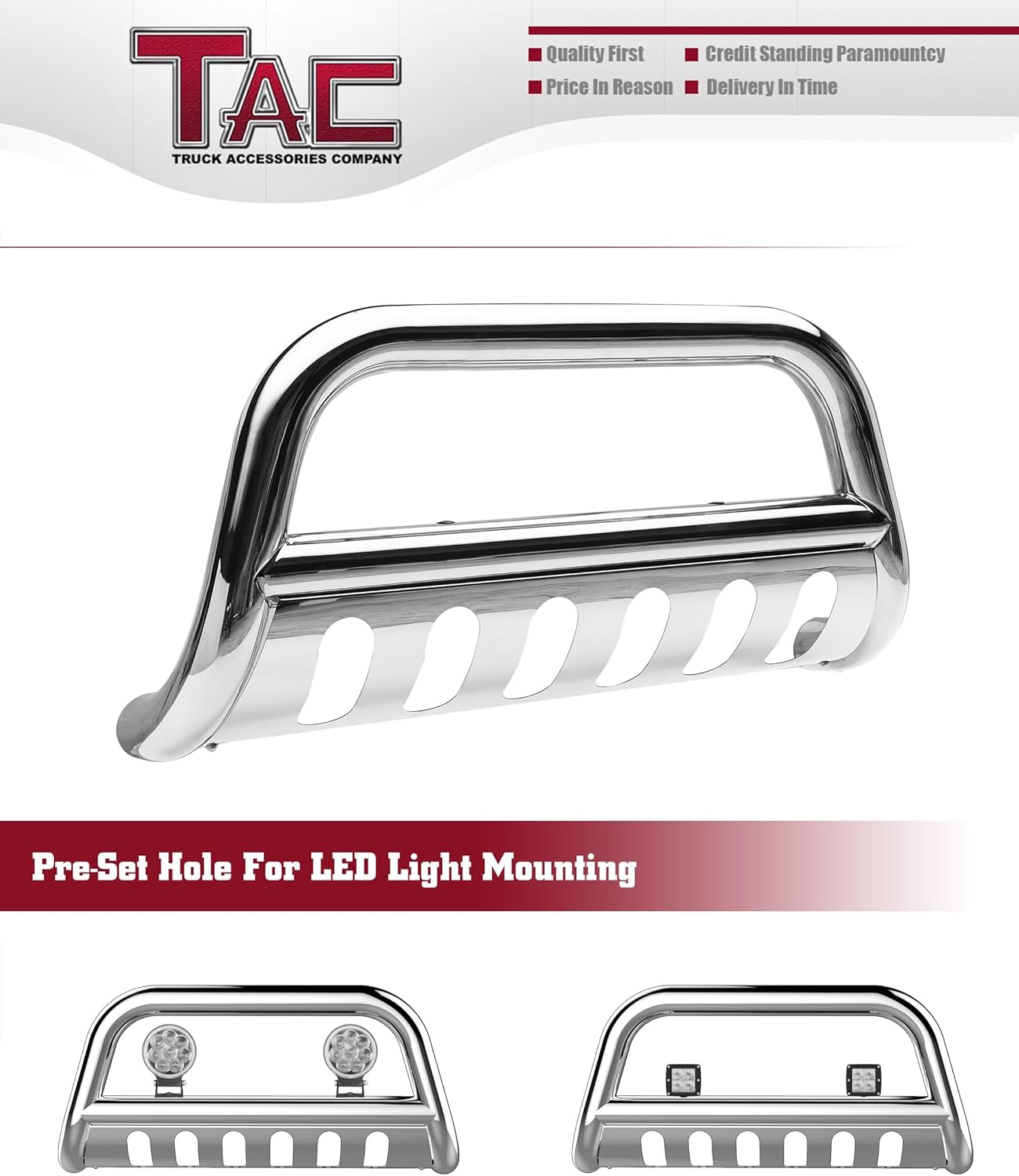 TAC Bull Bar Compatible with 2015-2022 Chevy Colorado (Exclude ZR2 Model) / 2015-2022 GMC Canyon Pickup Truck 3” Stainless Steel Front Bumper Guard Grille Guard Brush Off Road Exterior Accessories