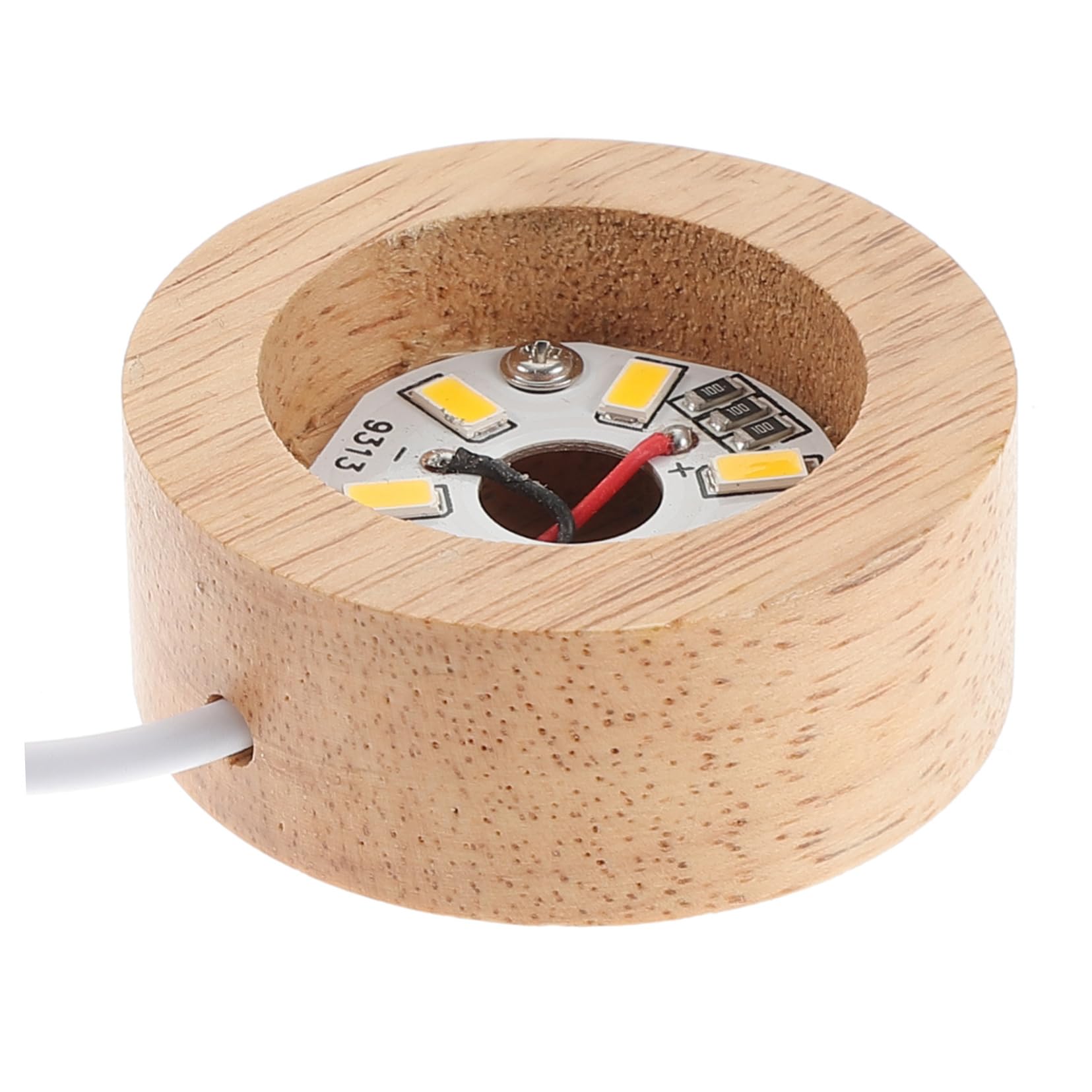STOBAZA LED Light Base for Crystal Balls Display Stand for Art Crafts USB Powered Premium Wood Construction Warm Glow for Home Decor Wide Thick