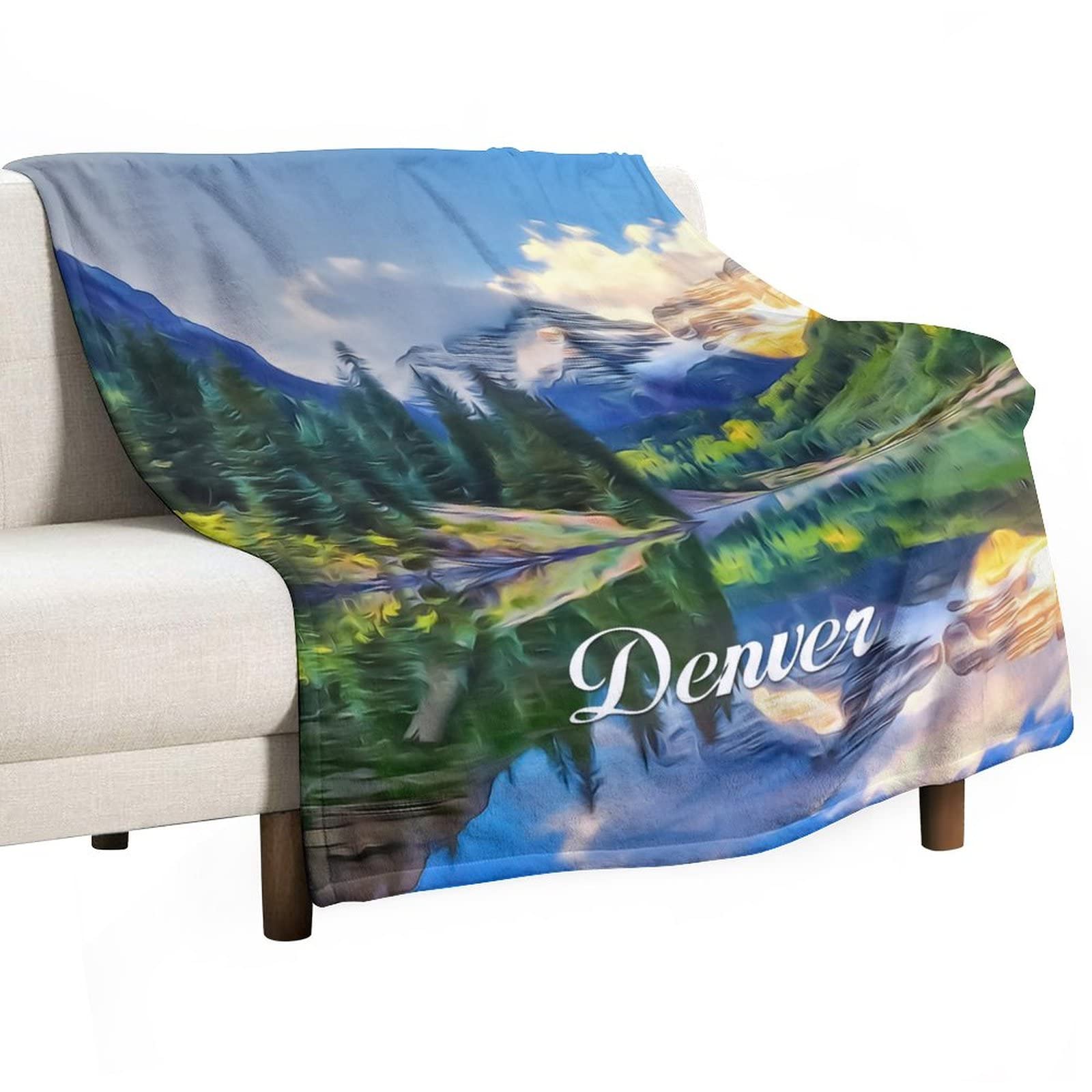 Couverture flanelle confortable 130x150 motif Denver plaid lit canape