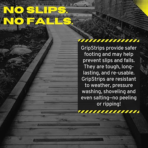 Miniatura 6 de GripStrip S - Paquete de 8 peldaños antideslizantes, color negro (32 x 2 pulgadas), tiras antideslizantes para exteriores, tiras de tracción de