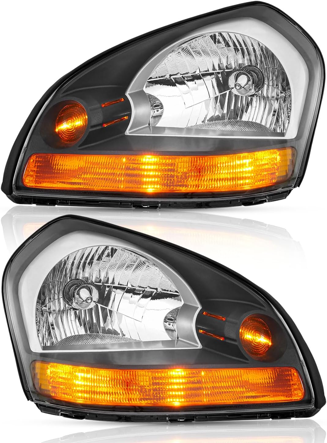 Pair Compatible with 2005-2009 Hyundai Tucson Headlights with Bulbs Halogen Type 92101-2E001 92102-2E001（Driver&Passenger）