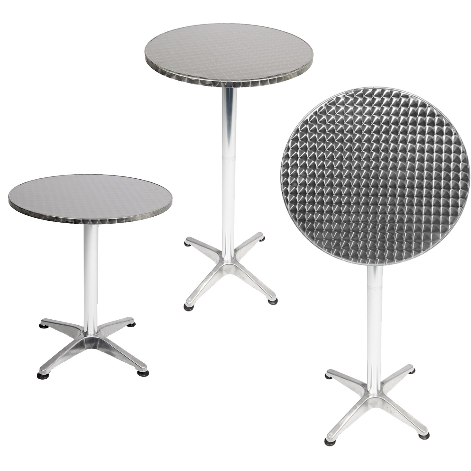 Tavolo da bistrò pieghevole regolabile in altezza argento diametro 60 cm altezza 70/110 cm