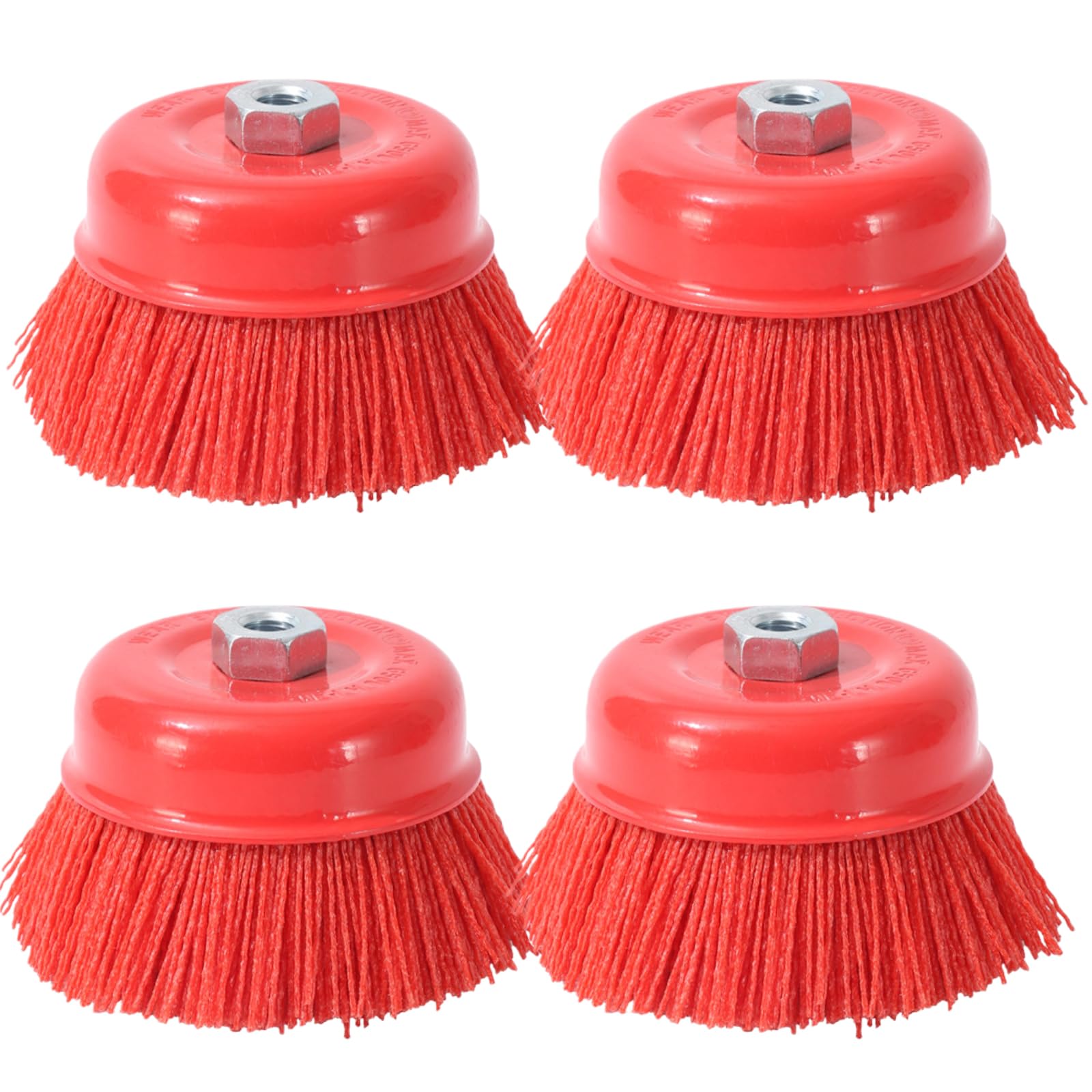 Lot de 4 brosses à pot en nylon pour meuleuse d'angle M14, 75 mm, brosse de ponçage, brosse à pot pour perceuse pour enlever la rouille, ébavurer, enlever la peinture et nettoyer le métal