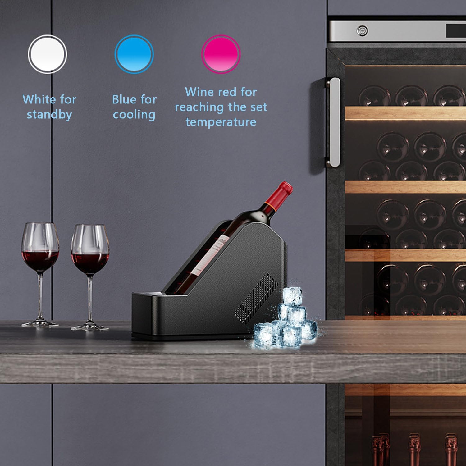 Enfriador de vino, 750 ml, enfriador portátil de botellas sin hielo para vino tinto y champán, enfriador de botella individual, ideal para fiestas, gran regalo para los amantes del vino