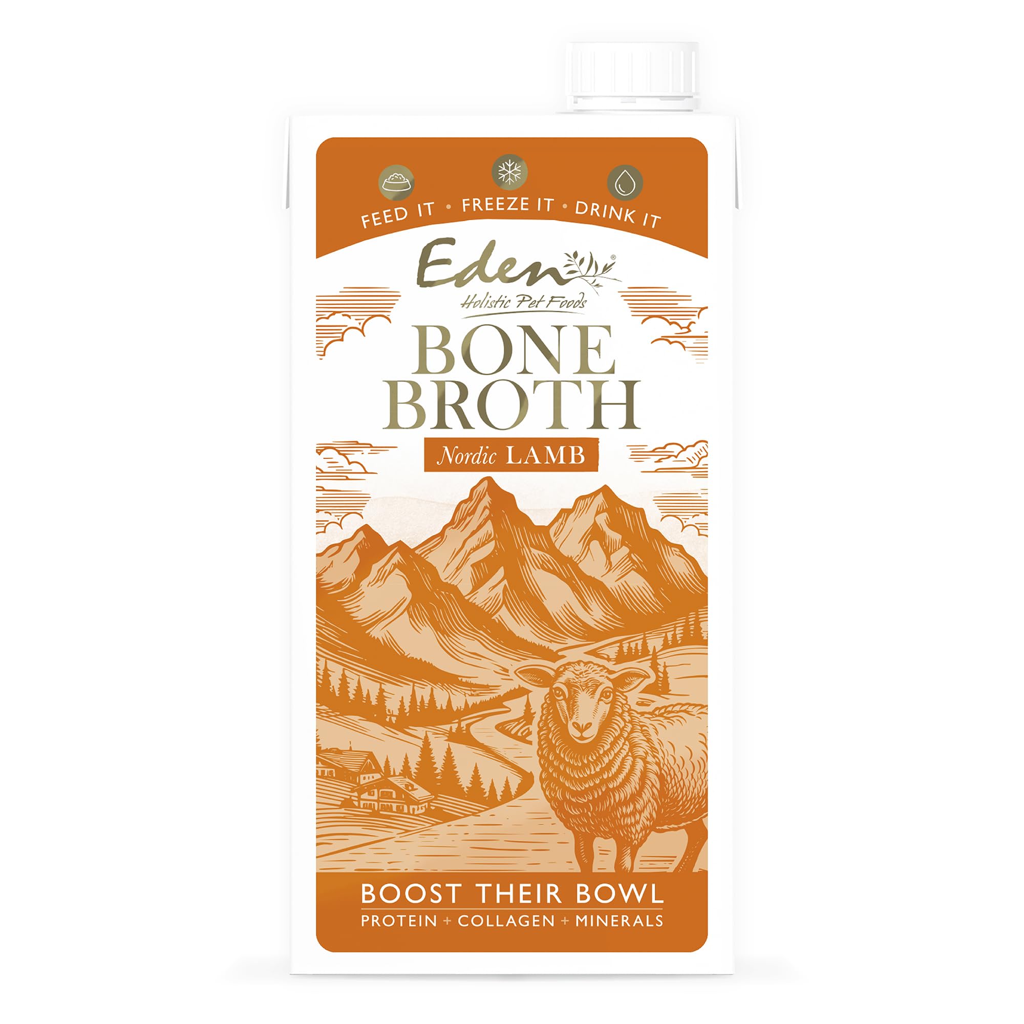 Eden Bone Broth 500ml. For dogs & cats. Good for gut health, packed with collagen. Natural Ingredients, Boost Their Bowl, For Extra Hydration, great for fussy dogs, fussy cats (Lamb)