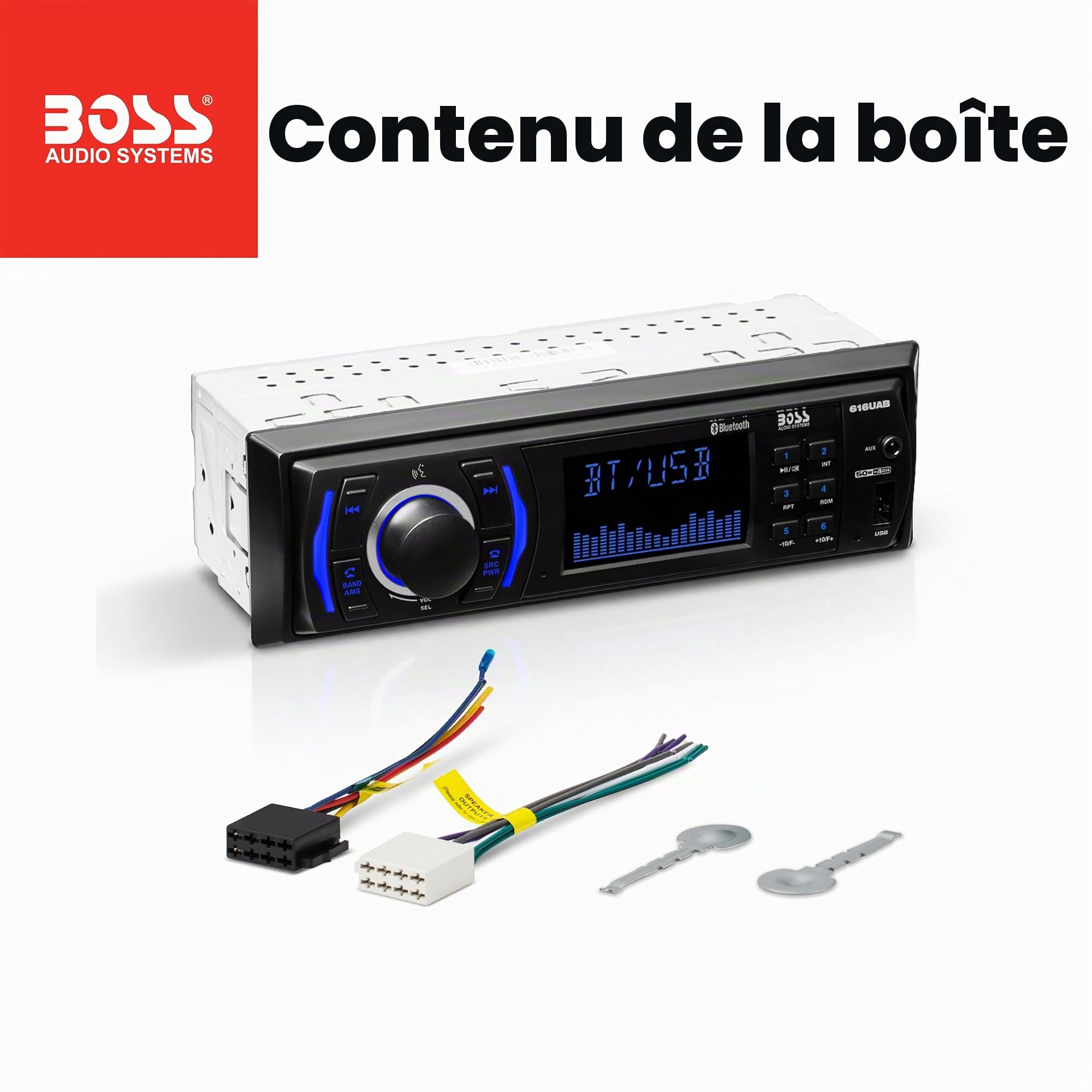 Boss Audio Lecteur multimédia à DIN Simple sans CD 616UAB
